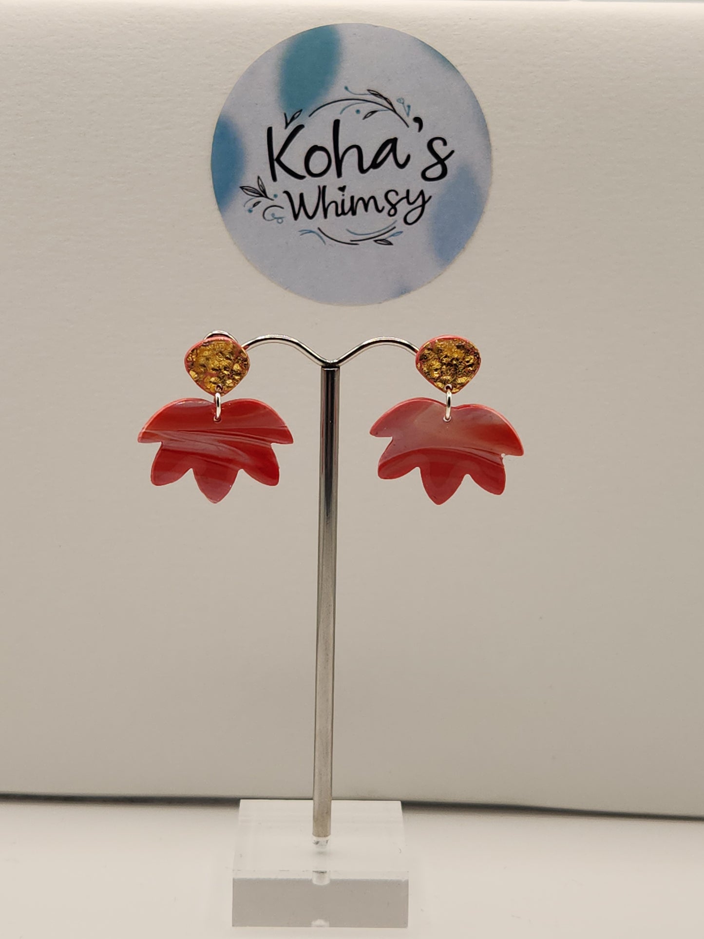 Raspberry & Cream Medium Lotas Bloom Stud Earrings