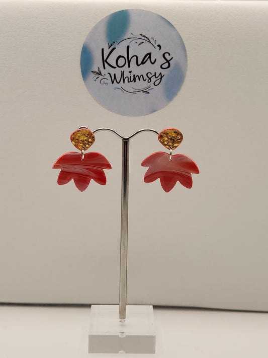 Raspberry & Cream Medium Lotas Bloom Stud Earrings