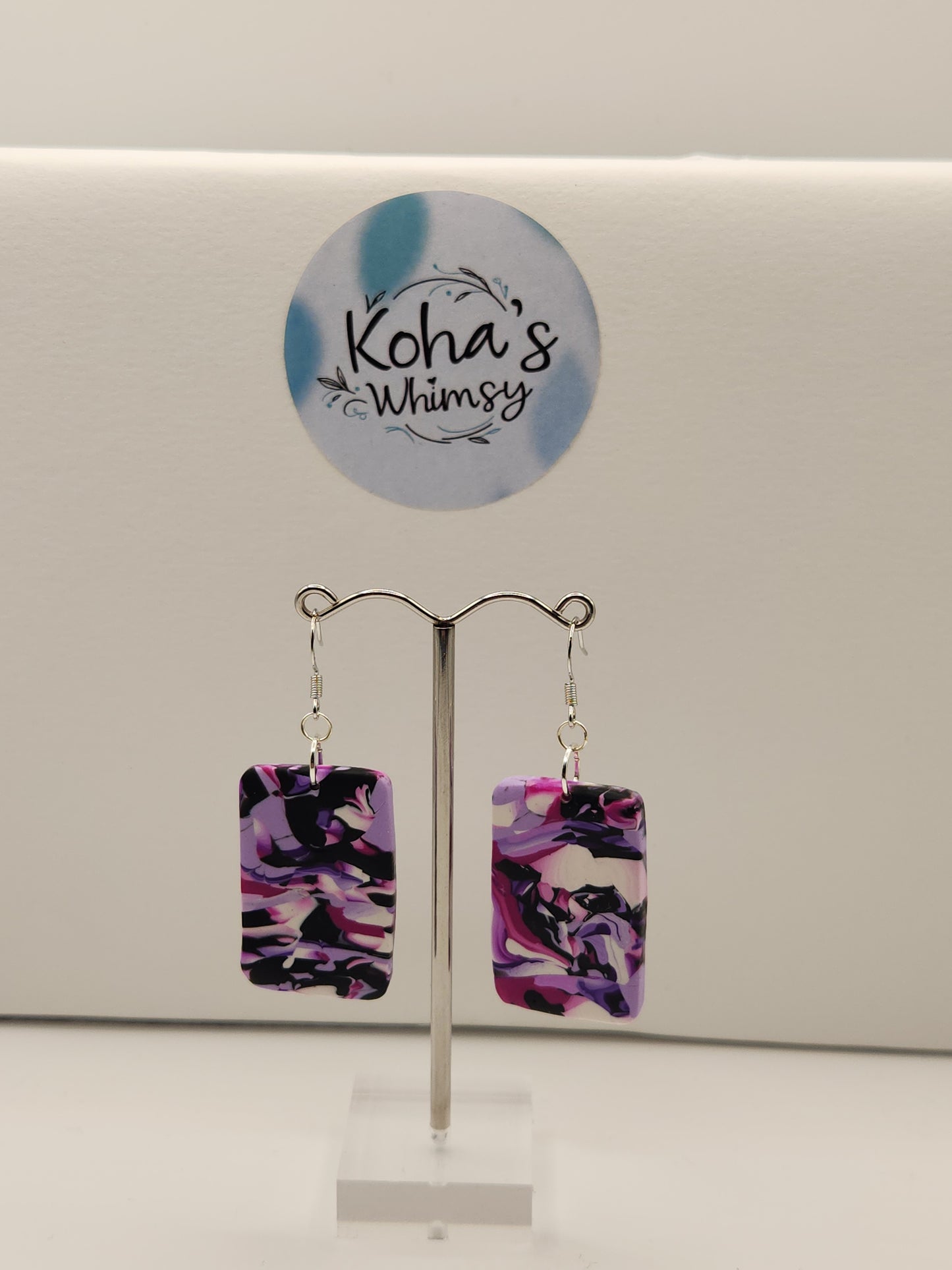 Violet Chaos Large Rectangle Dangle Earrings