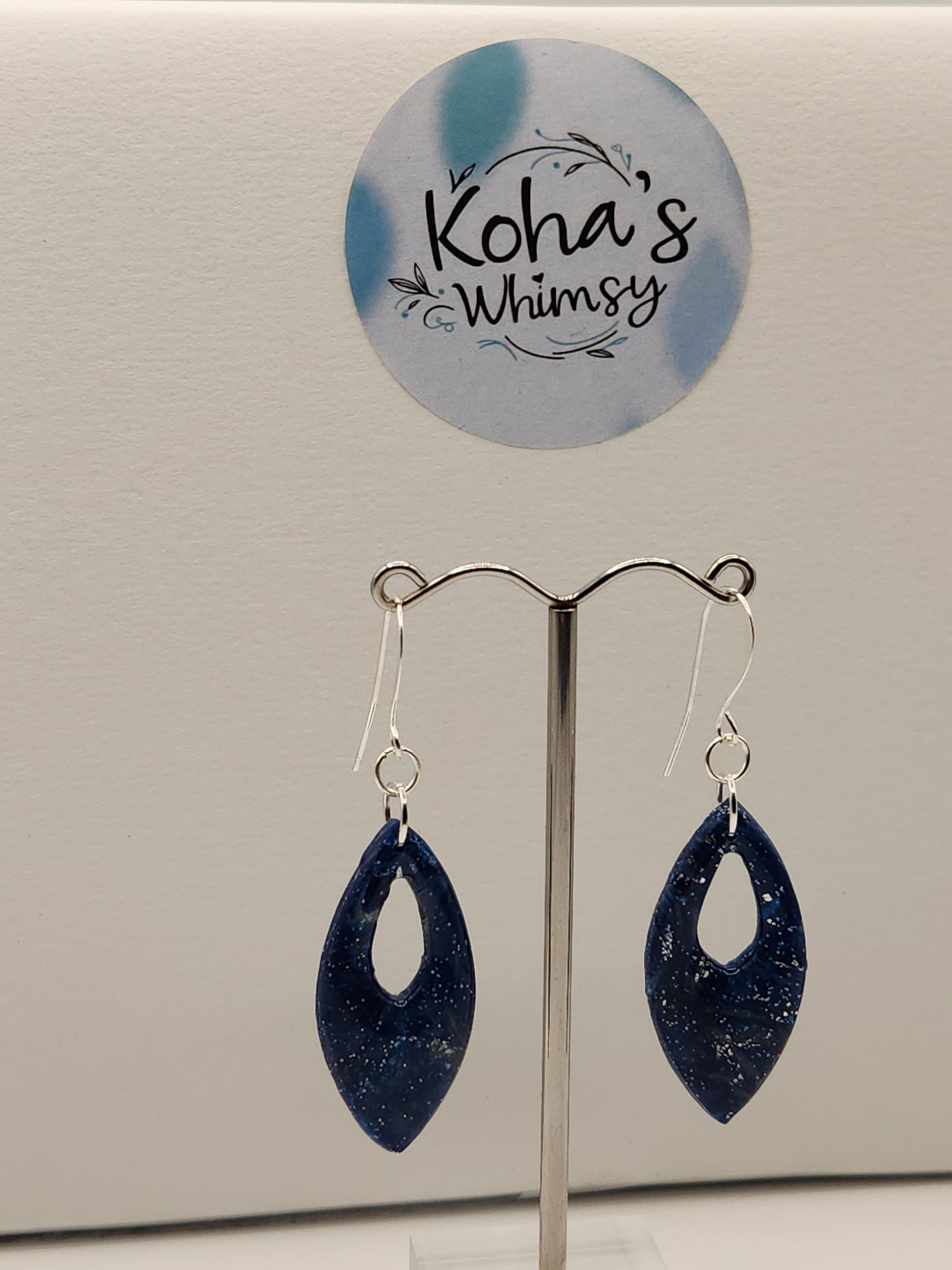 Starlight Shimmer Medium Pointed Ellipse Dangle Earrings