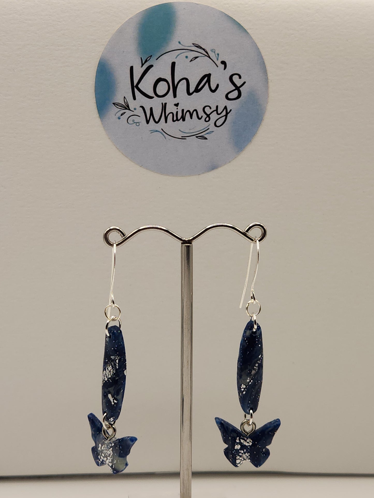 Starlight Shimmer Hanging Butterfly Dangle Earrings