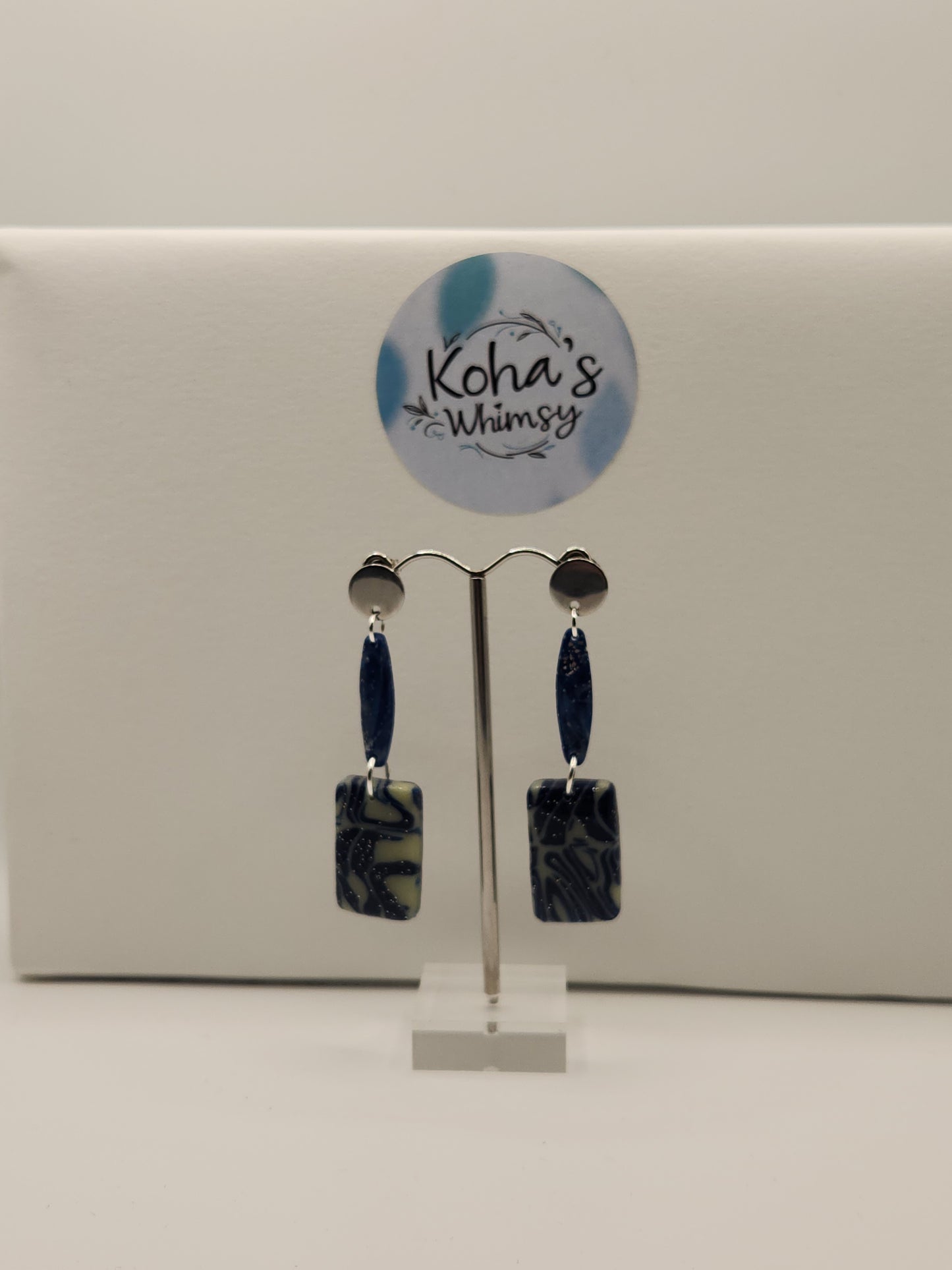 Starlight Shimmer Small Rectangle Dangle Stud Earrings