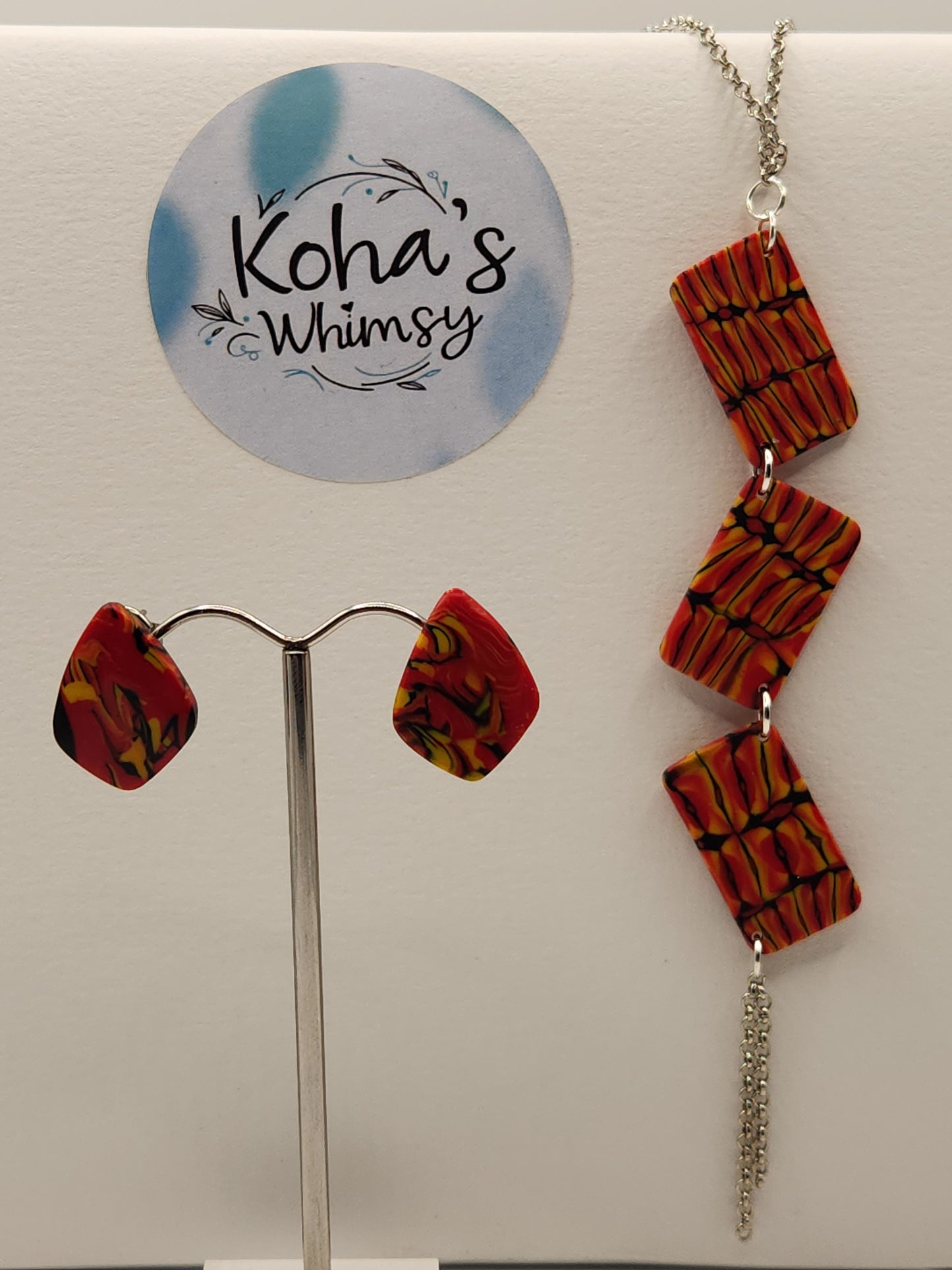 Dreamtime Jewellery Set - Diamond Studs & Cascading Rectangles Necklace