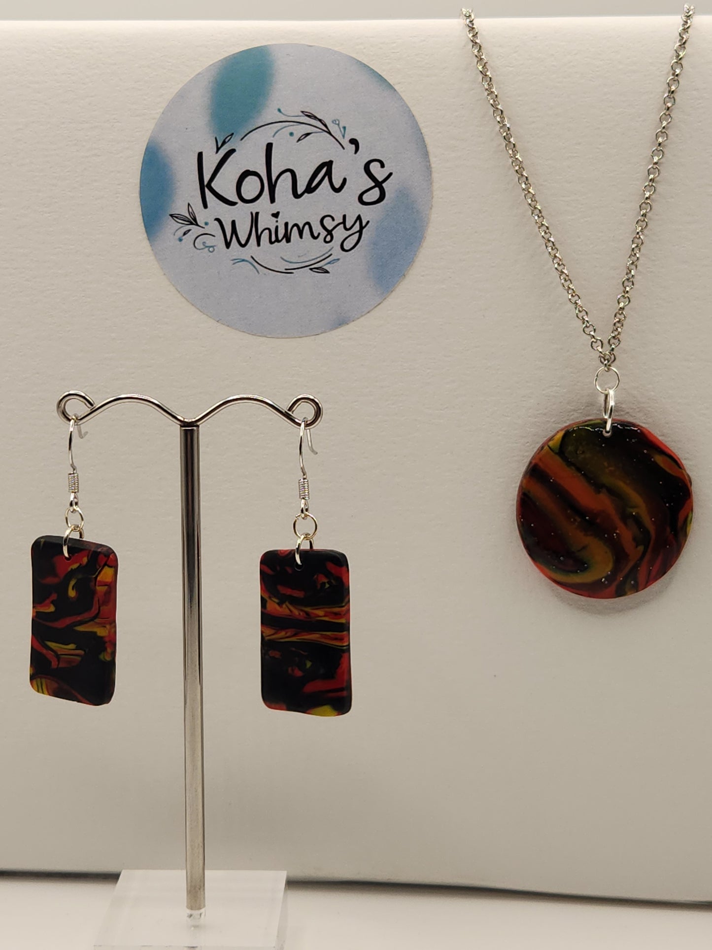 Dreamtime Jewellery Set - Rectangle Earrings & Circle Pendant