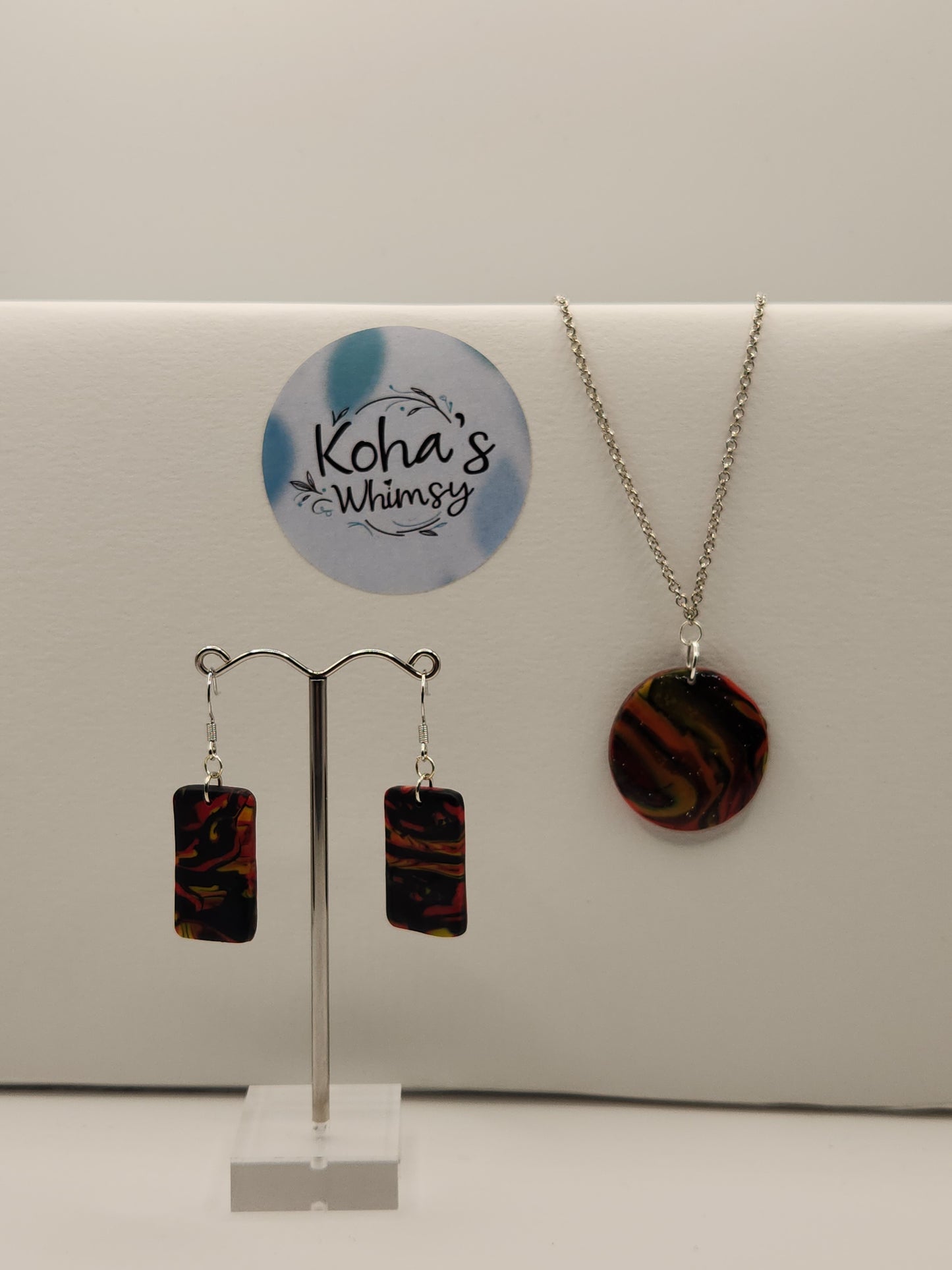 Dreamtime Jewellery Set - Rectangle Earrings & Circle Pendant