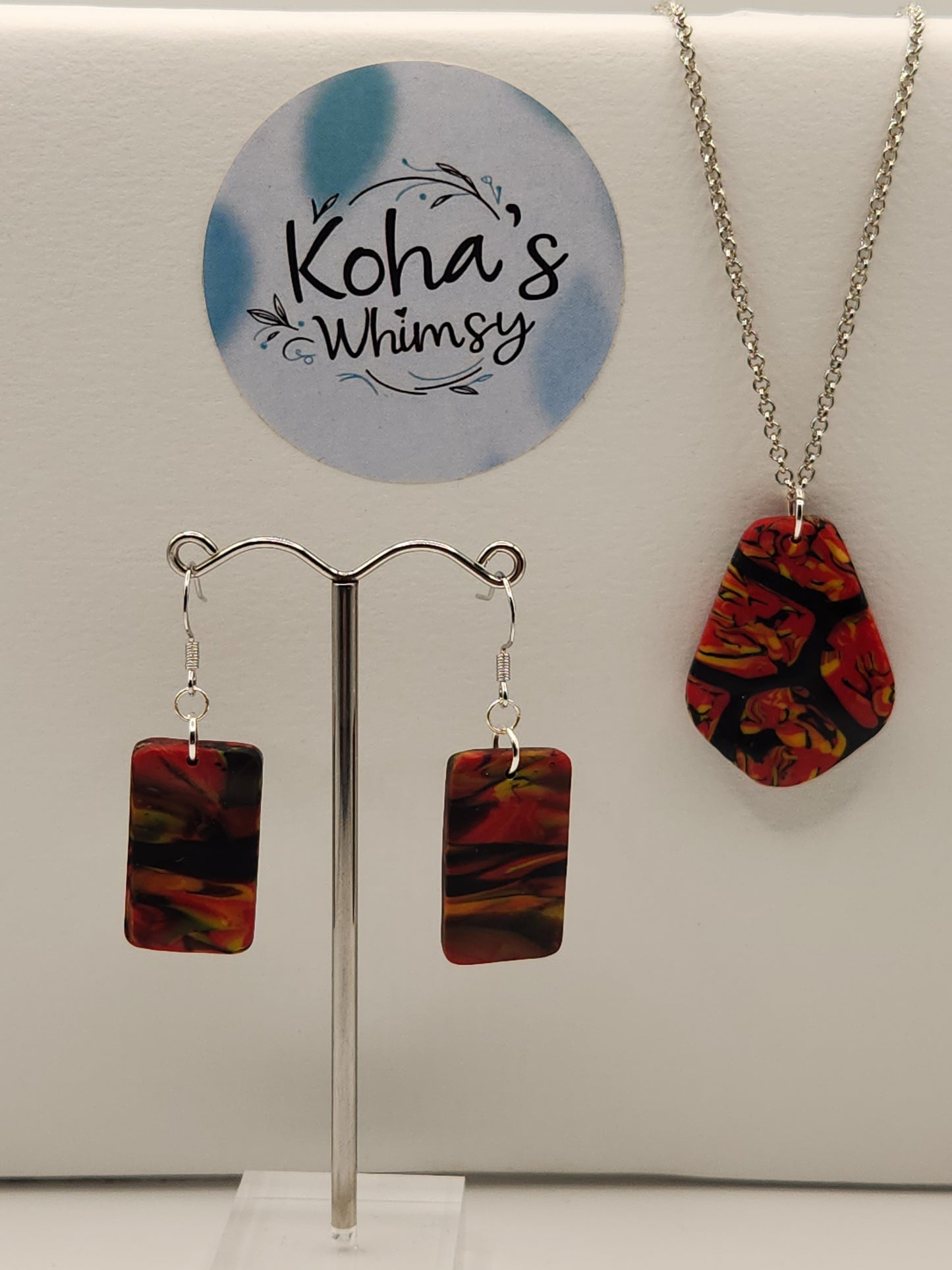 Dreamtime Jewellery Set - Rectangle Earrings & Drop Pendant