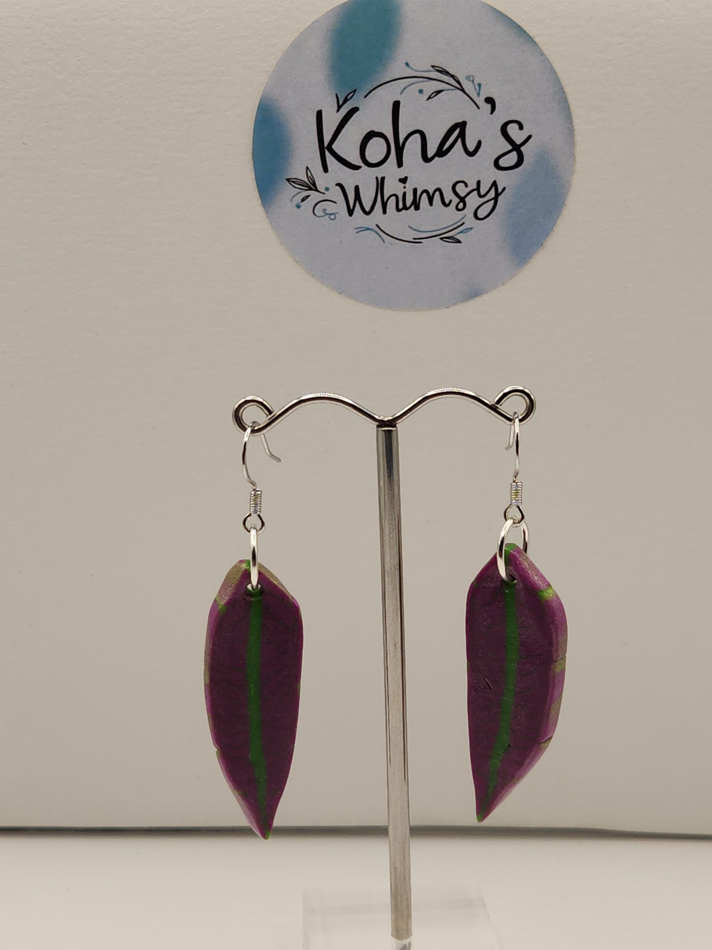 Magenta Leaves Dangle Earrings