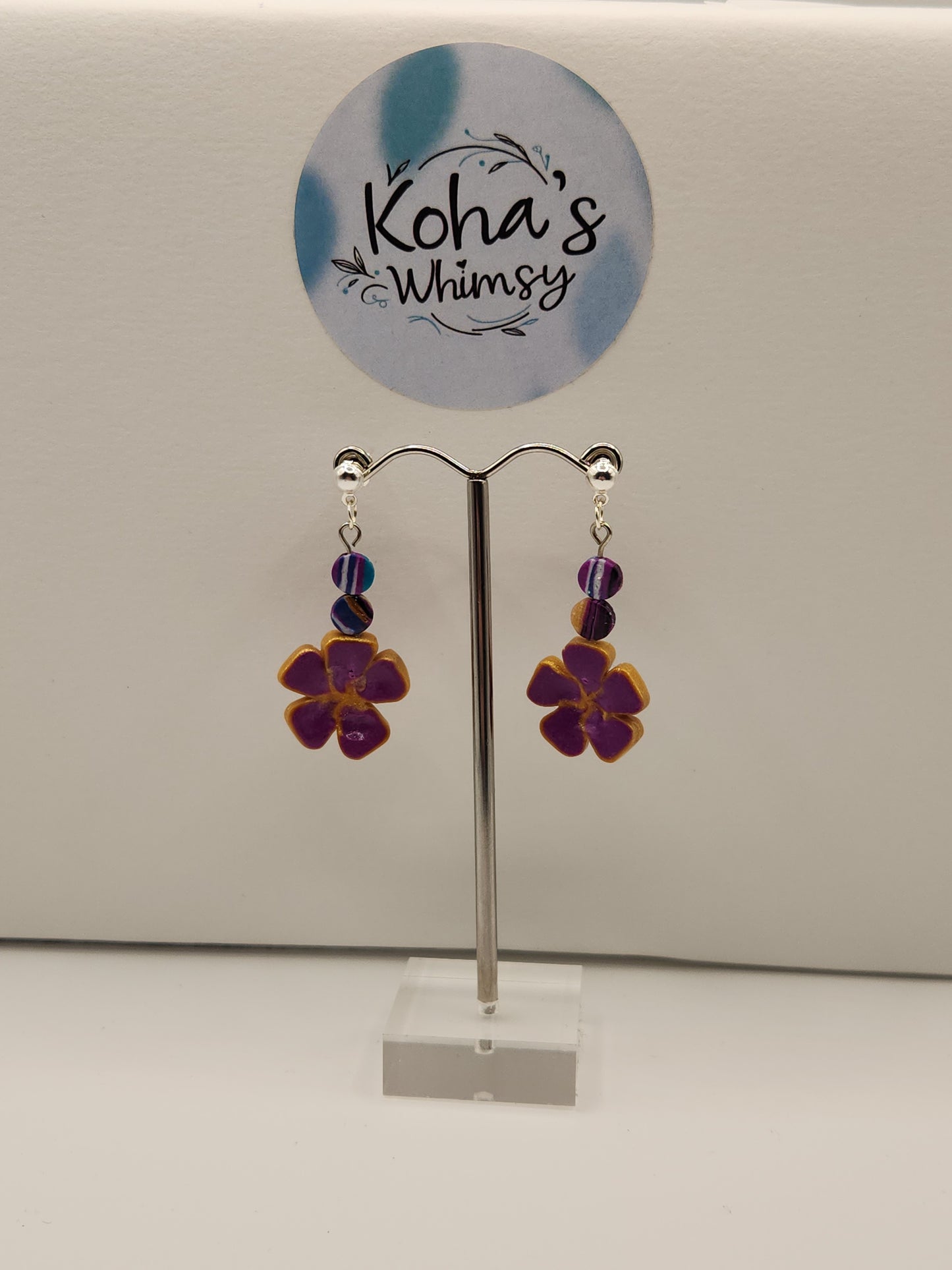 Mauve Blossoms Dangle Stud Earrings
