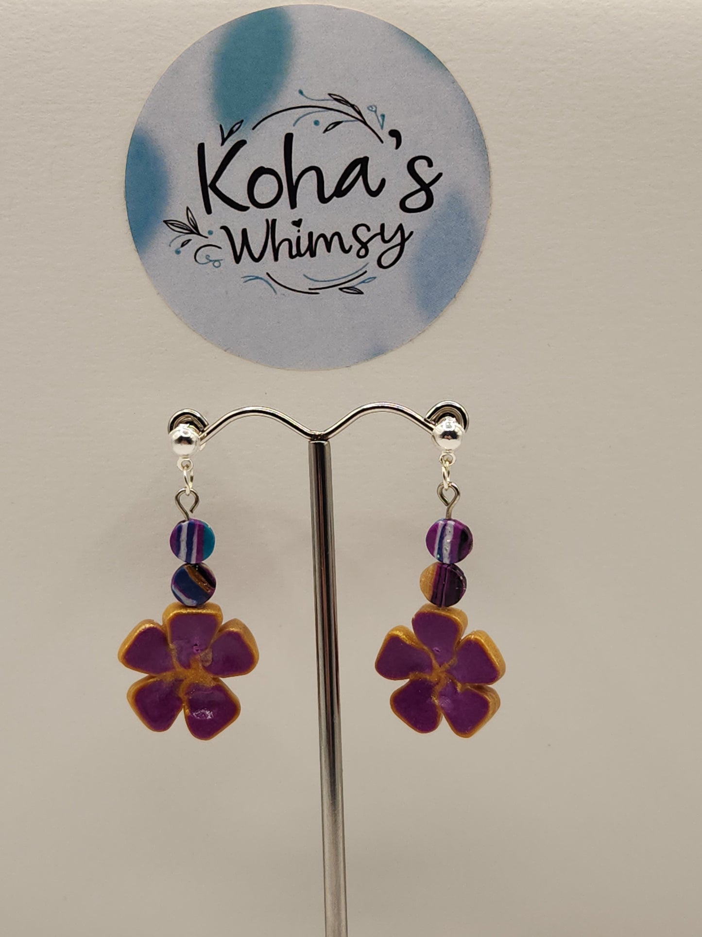 Mauve Blossoms Dangle Stud Earrings