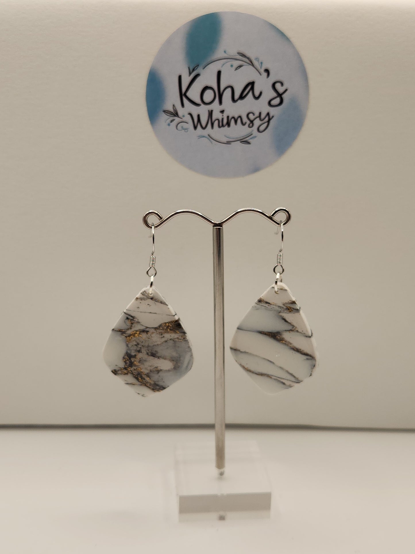 Howlite Large Drop Diamond Dangle Earrings