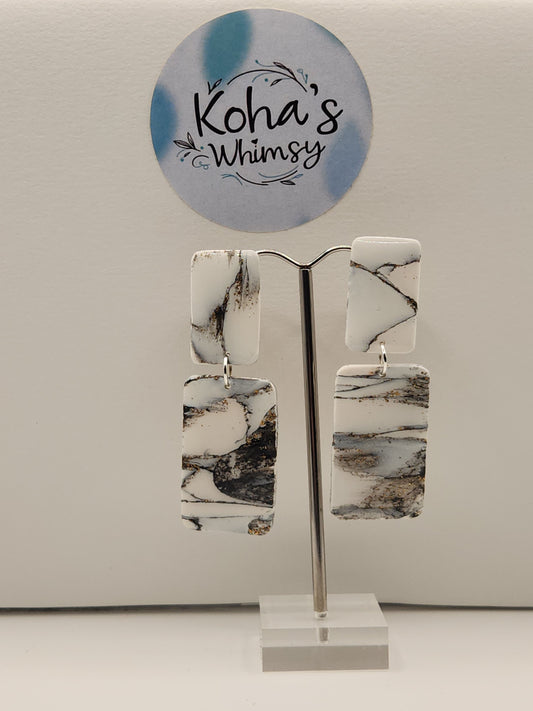 Howlite Rectangle Stud Earrings