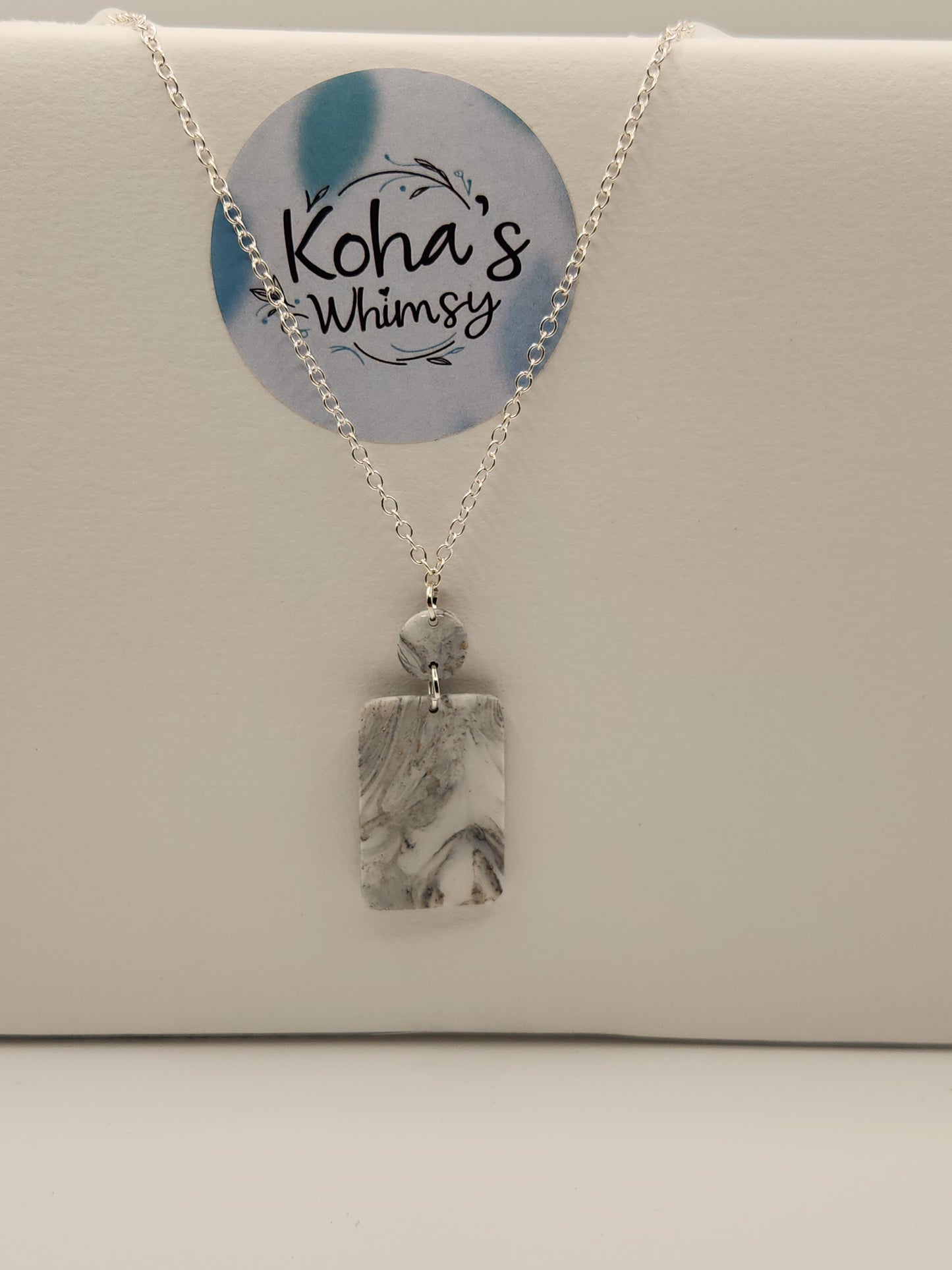 Howlite Large Rectangle Pendant Necklace