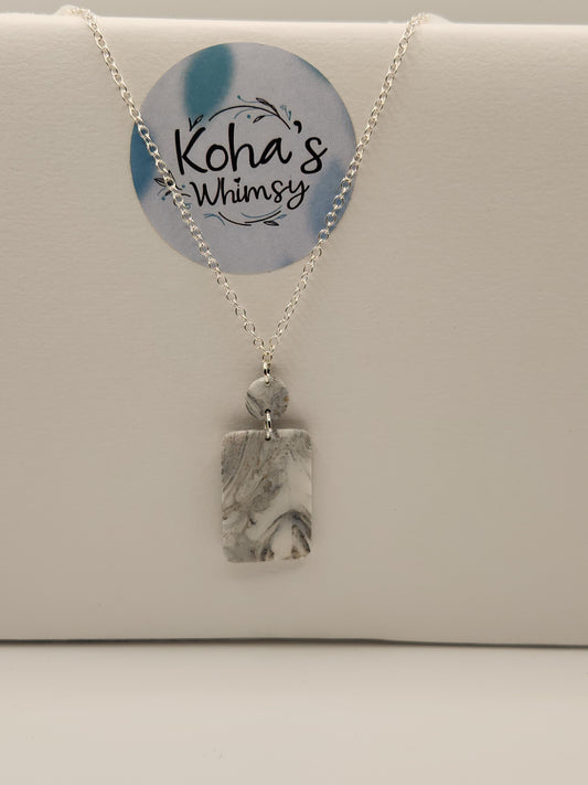 Howlite Large Rectangle Pendant Necklace