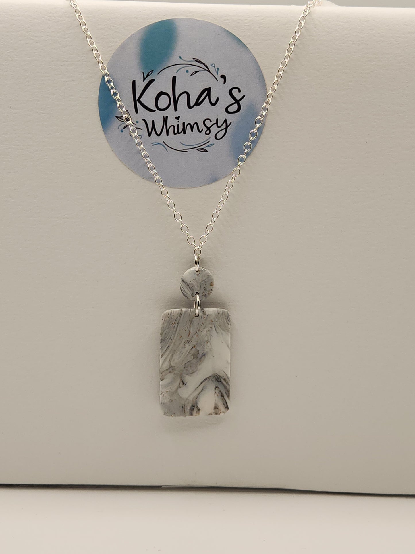 Howlite Large Rectangle Pendant Necklace