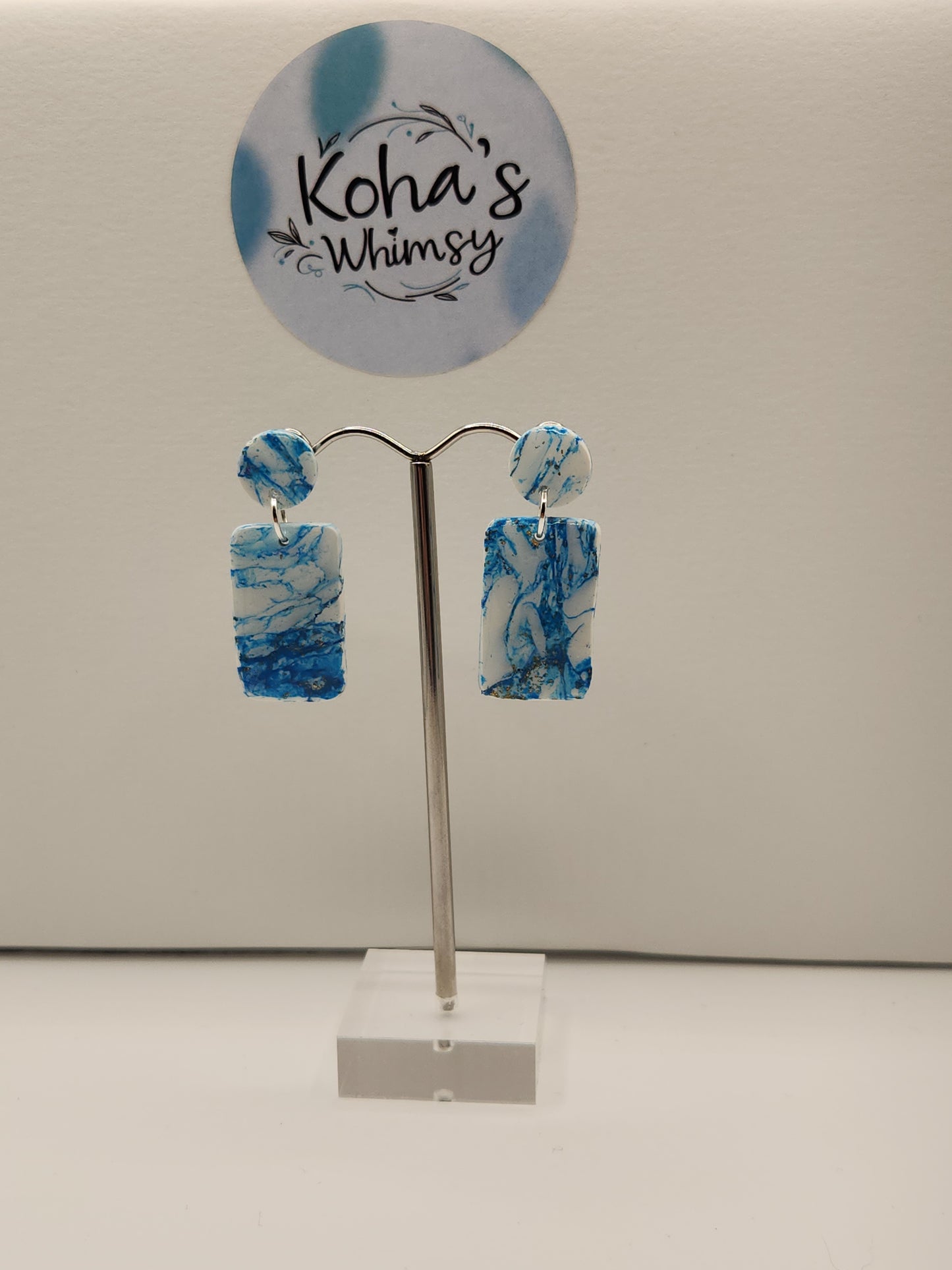 Sky Howlite Small Rectangle Stud Earrings