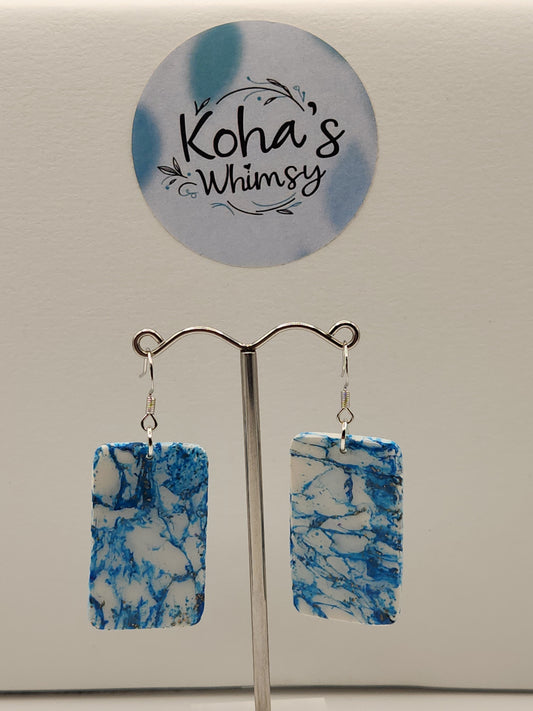 Sky Howlite Large Rectangle Dangle Earrings