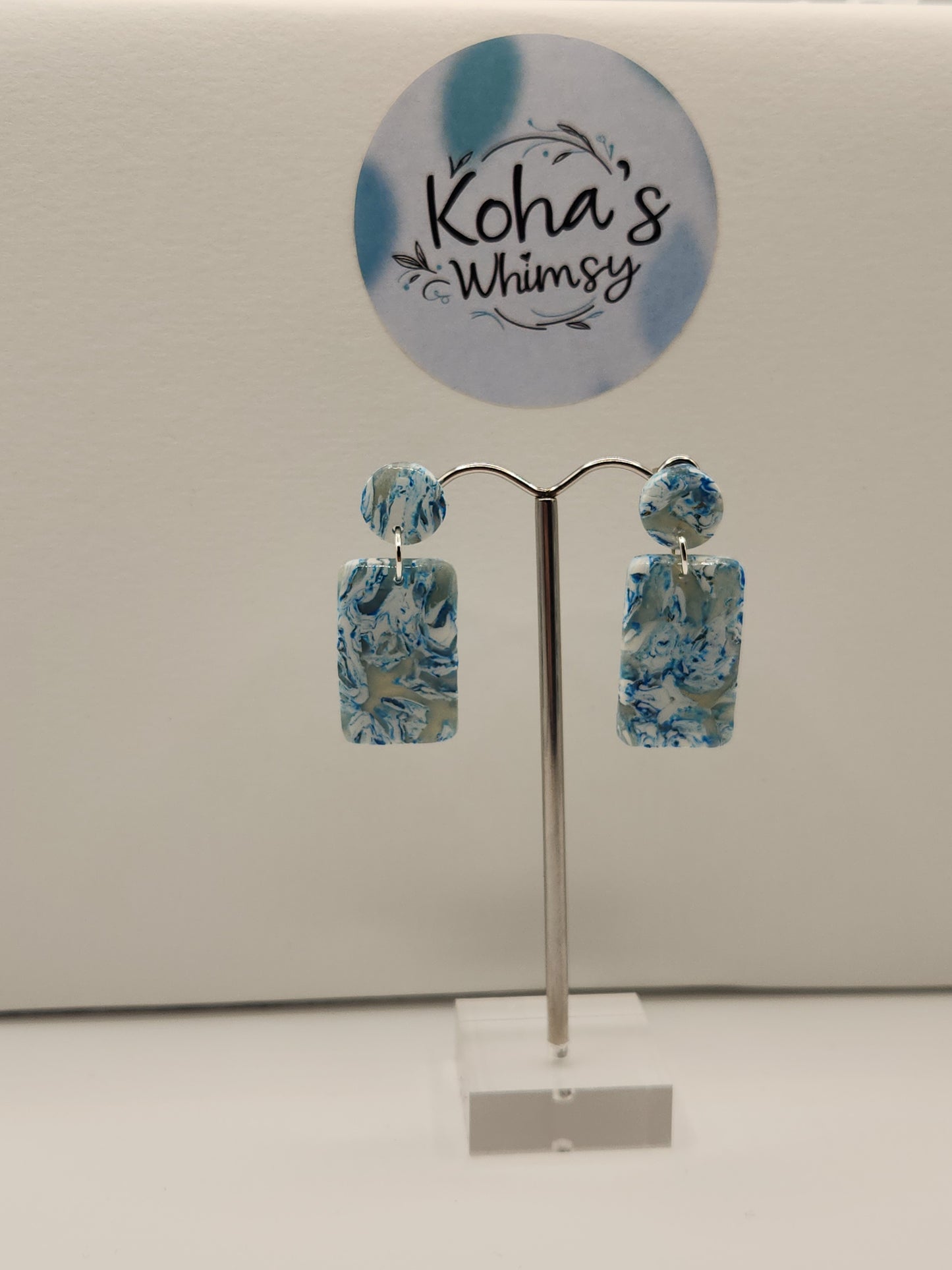 Sky Howlite Small Rectangle Stud Earrings