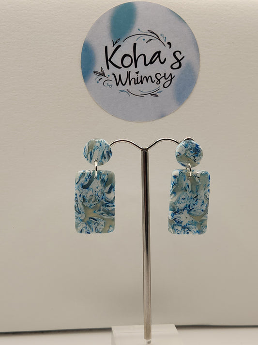 Sky Howlite Small Rectangle Stud Earrings