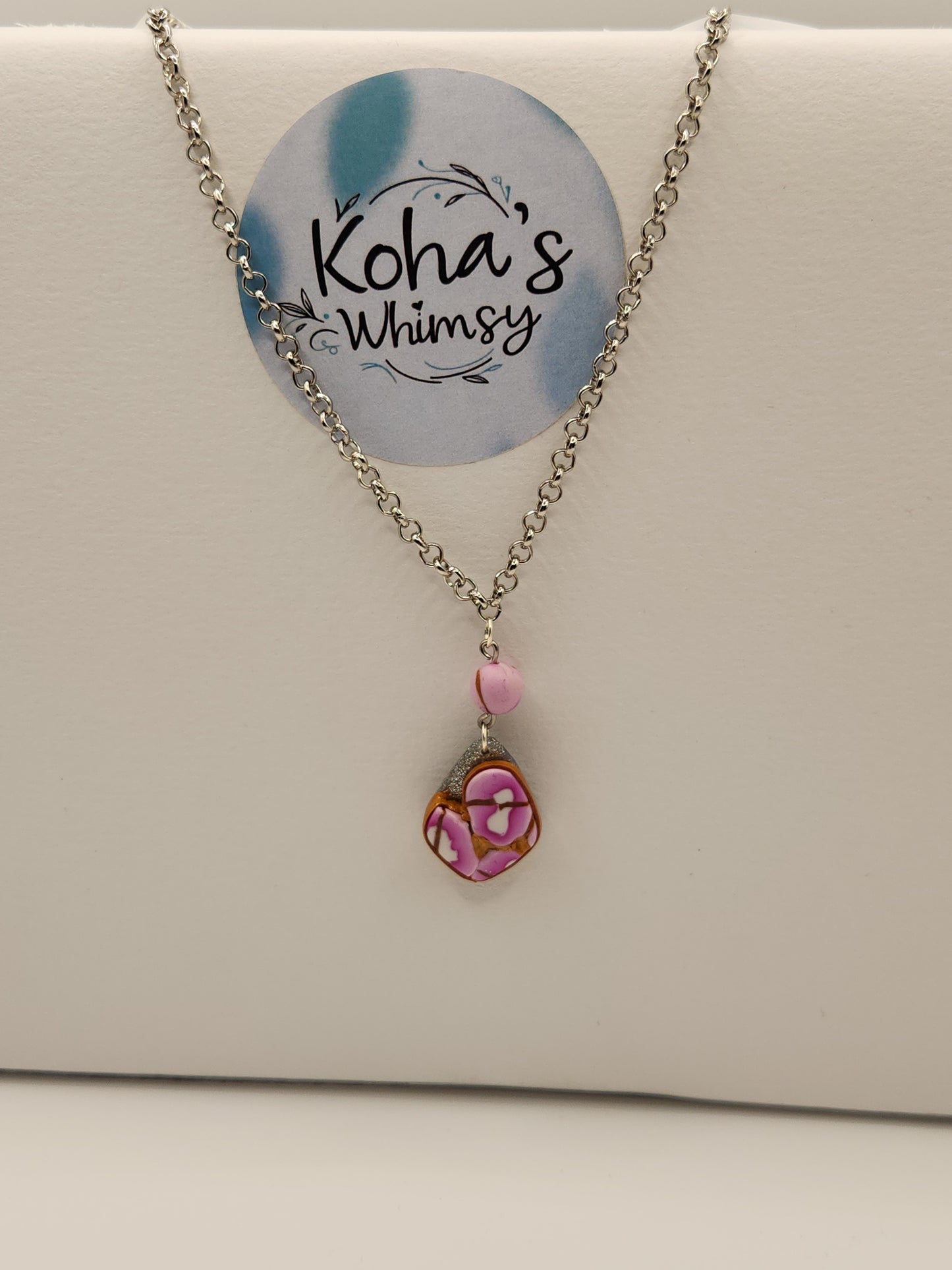 Pink Cherry Gold Small Drop Diamond Necklace