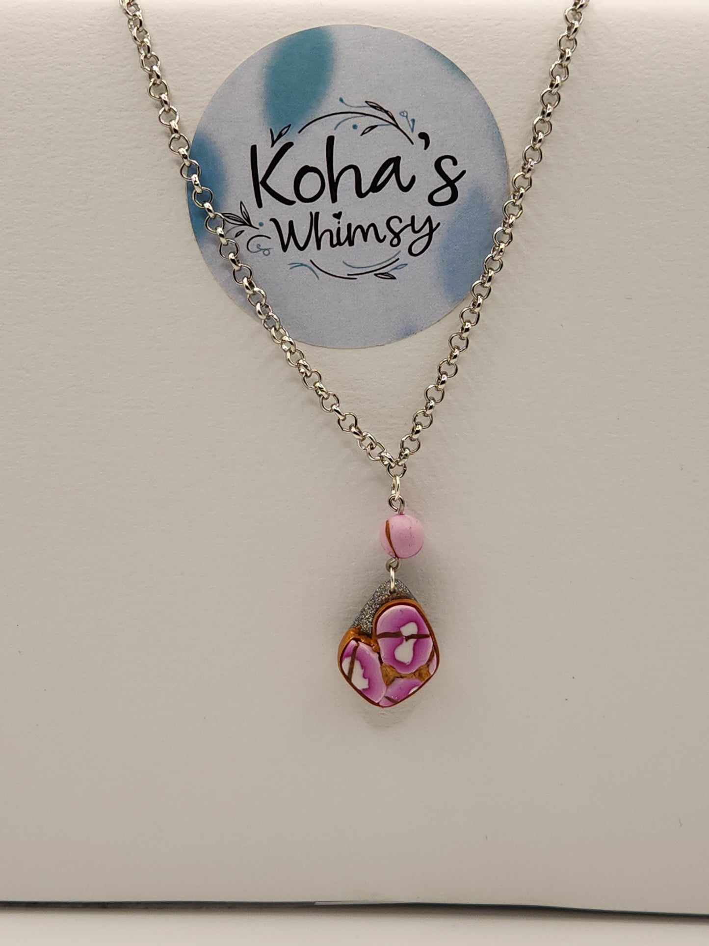 Pink Cherry Gold Small Drop Diamond Necklace