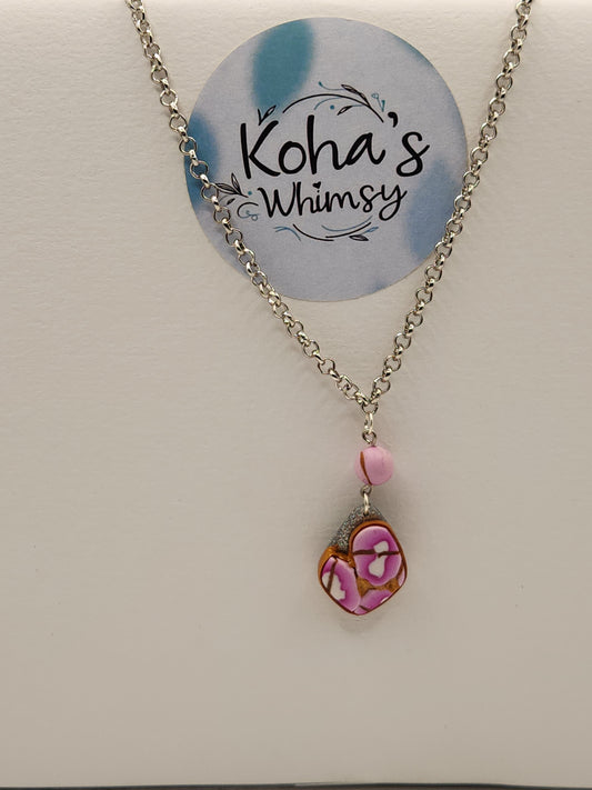 Pink Cherry Gold Small Drop Diamond Necklace