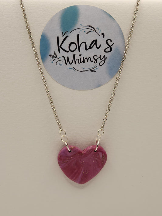 Golden Mauve Heart Necklace