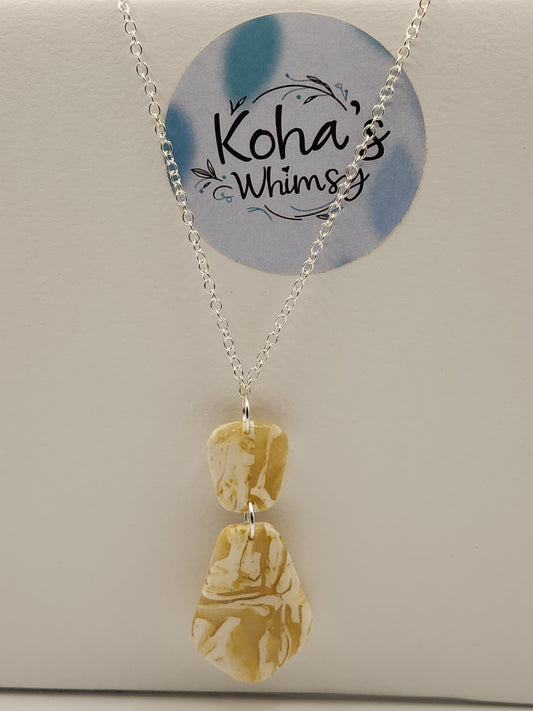 Lemon Howlite Large Drop Necklace