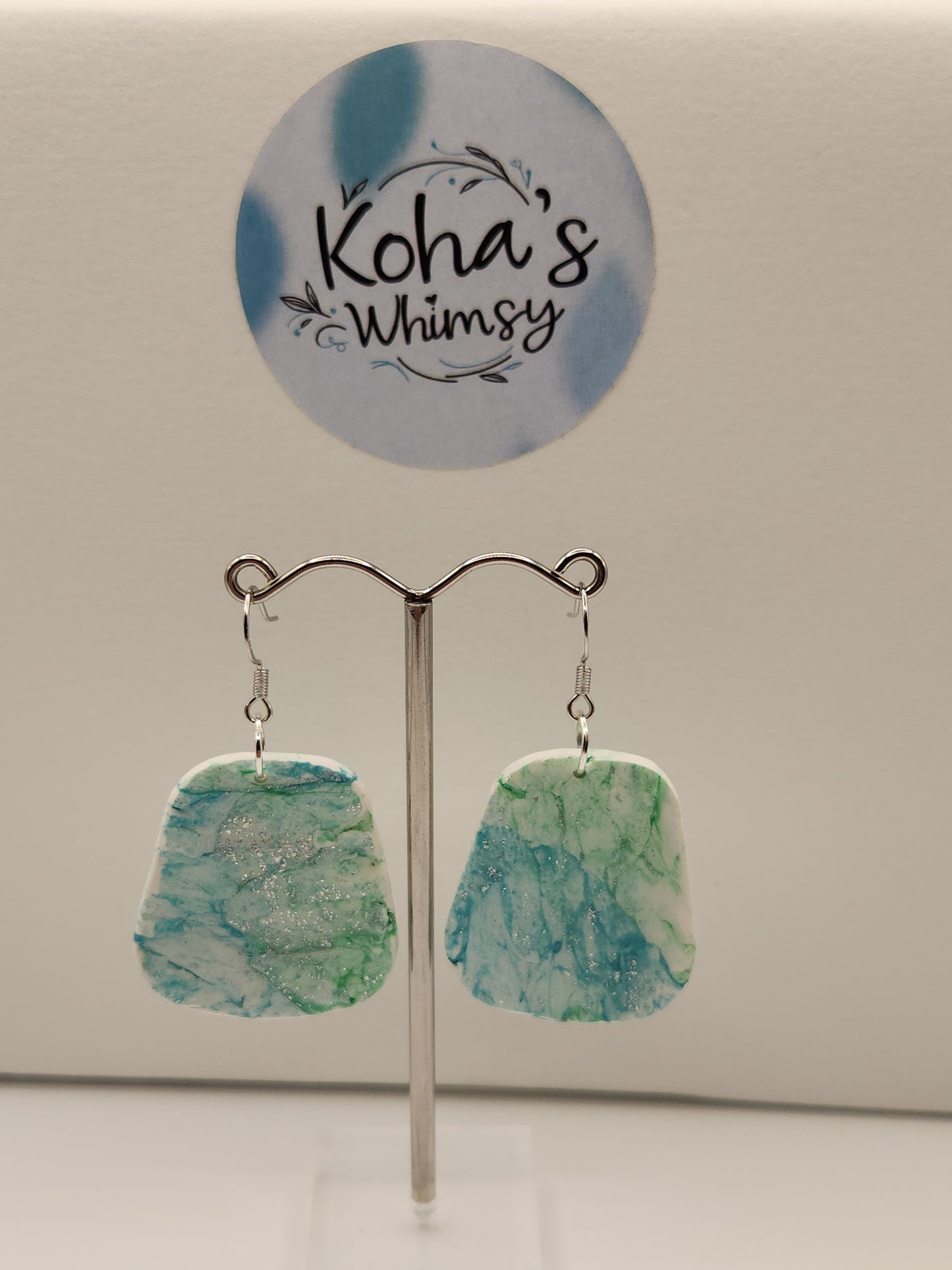 Aqua Howlite Large Quadrangle Dangle Earrings