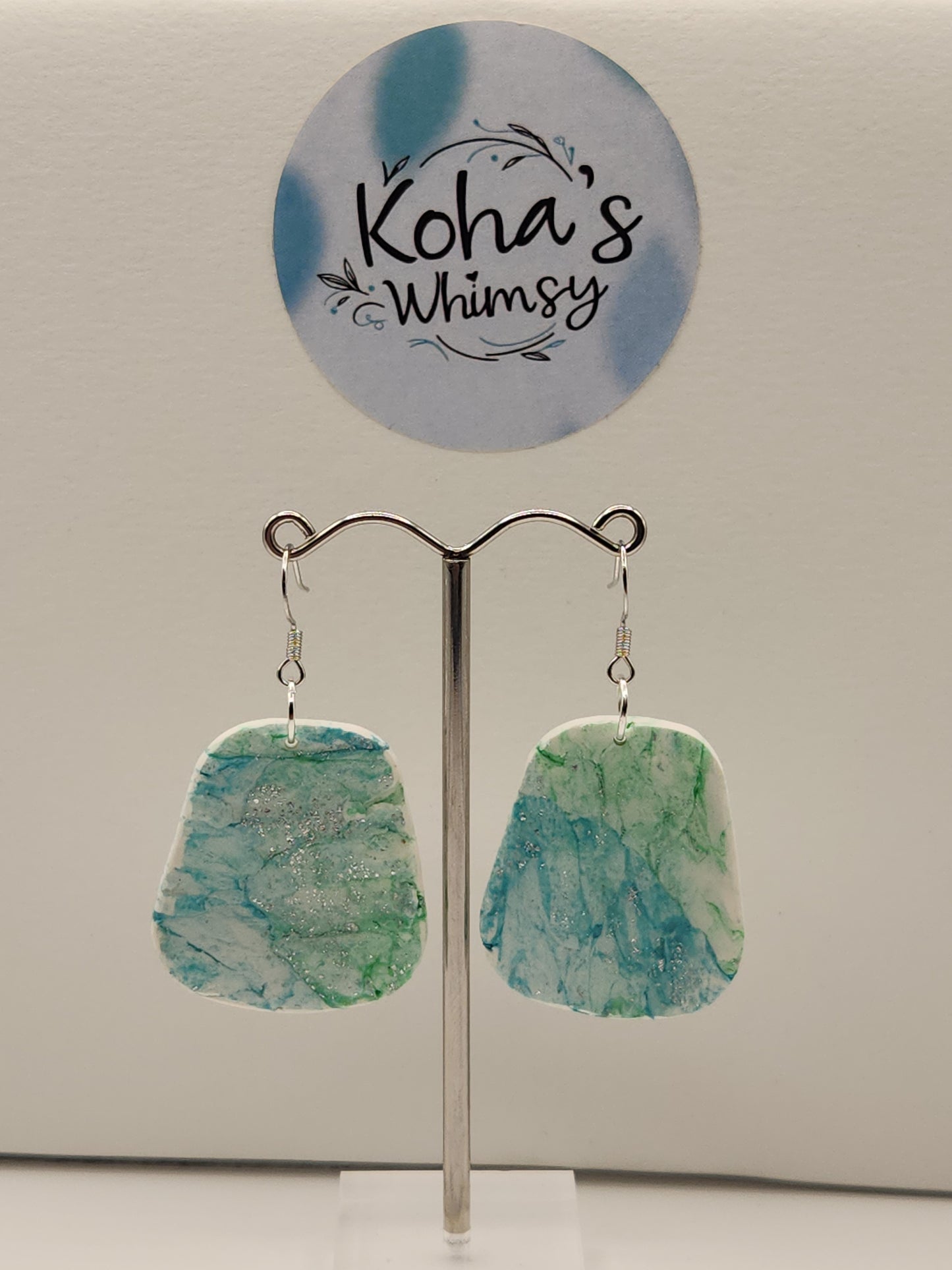 Aqua Howlite Large Quadrangle Dangle Earrings