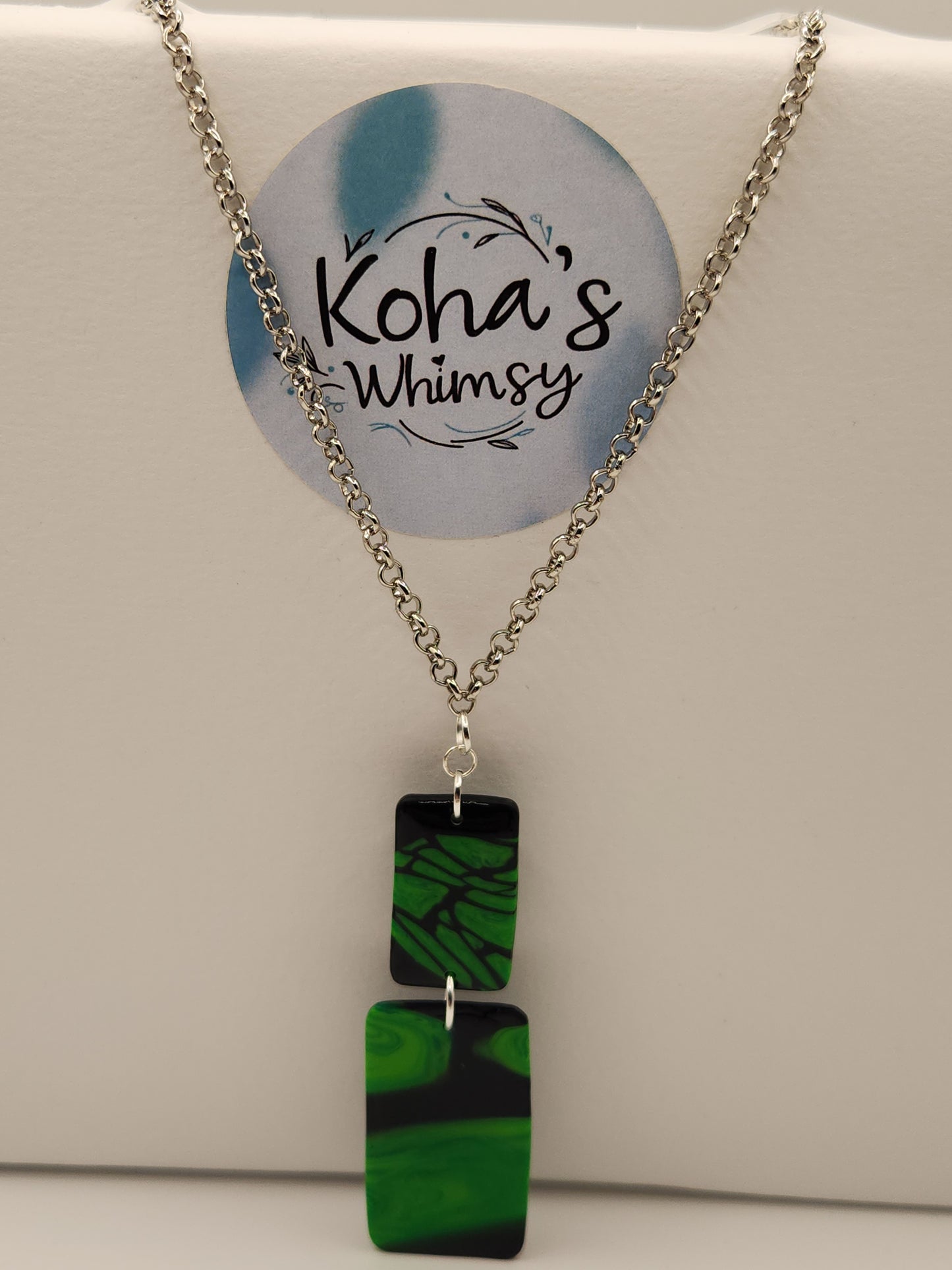 Emerald Bubble Jewellery Set - Diamond Studs & Rectangle Pendant