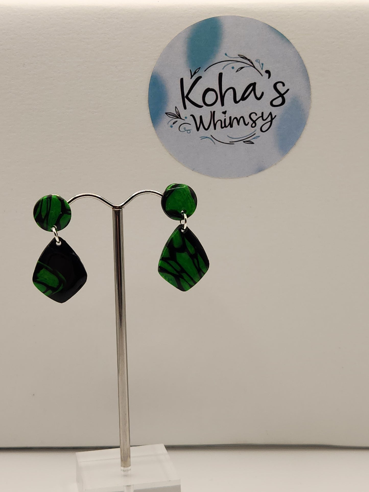 Emerald Bubble Jewellery Set - Diamond Studs & Rectangle Pendant