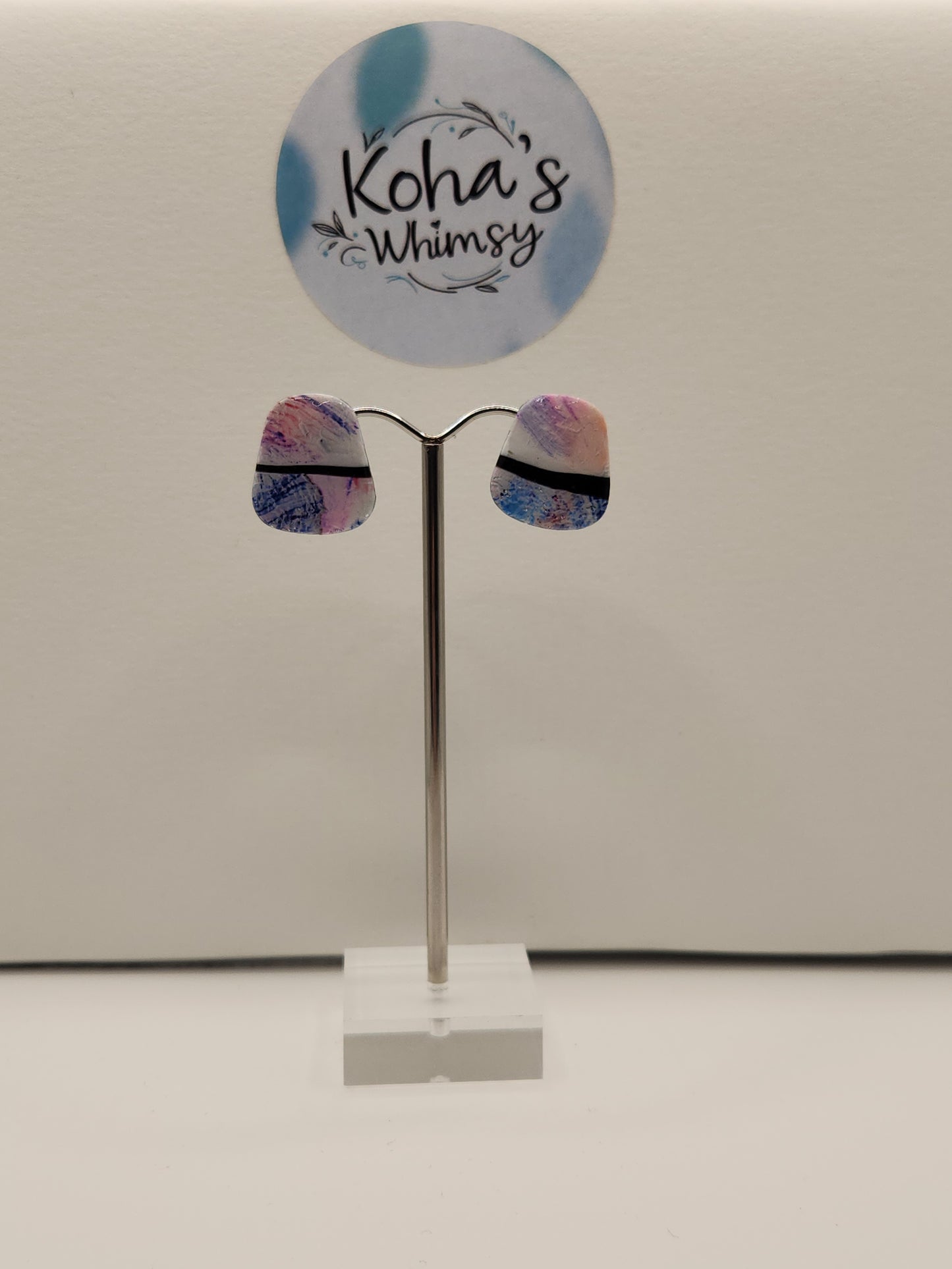 Metallic Watercolour Small Quadrangle Stud Earrings