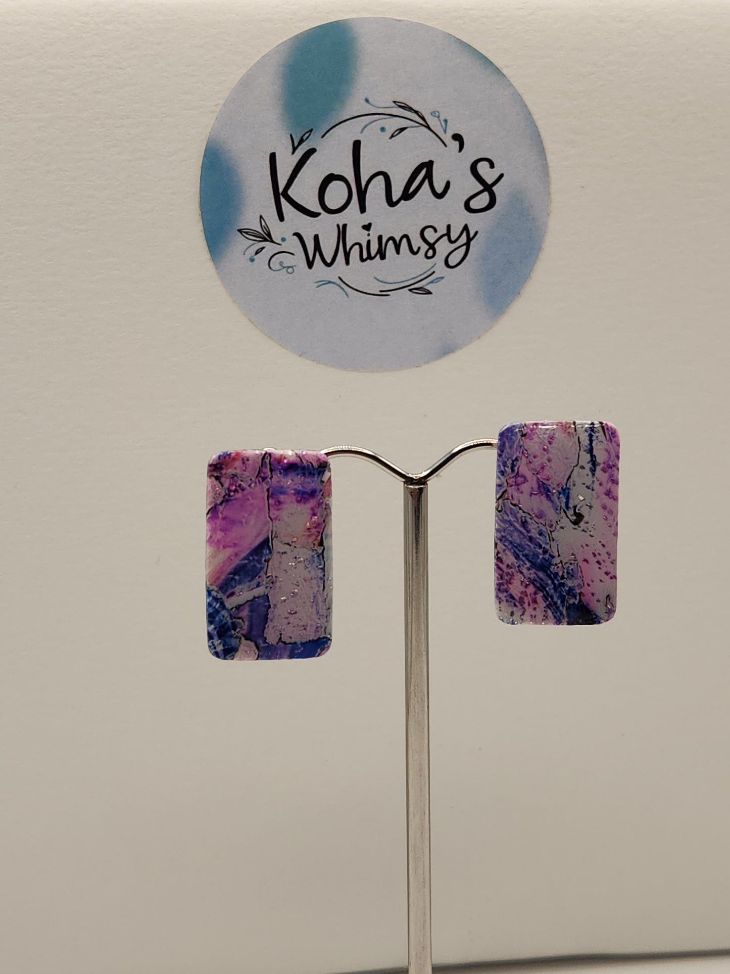 Metallic Watercolour Small Rectangle Stud Earrings