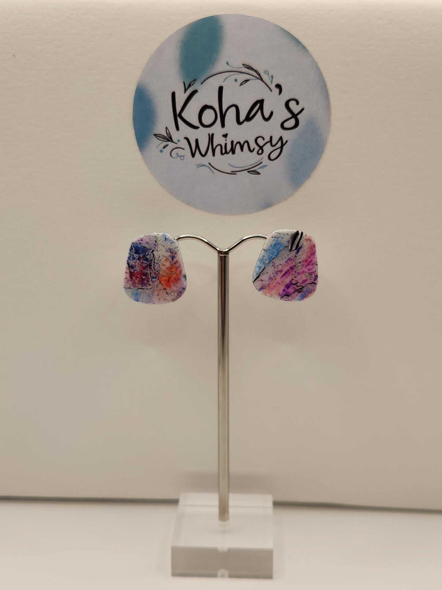 Metallic Watercolour Small Quadrangle Stud Earrings