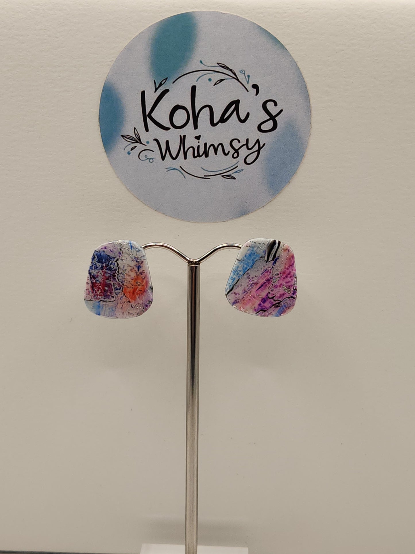 Metallic Watercolour Small Quadrangle Stud Earrings