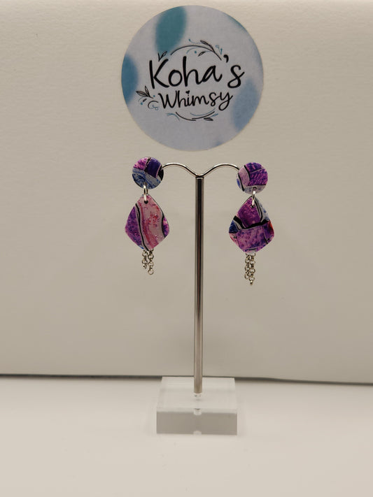 Metallic Watercolour Small Drop Diamond Stud Earrings