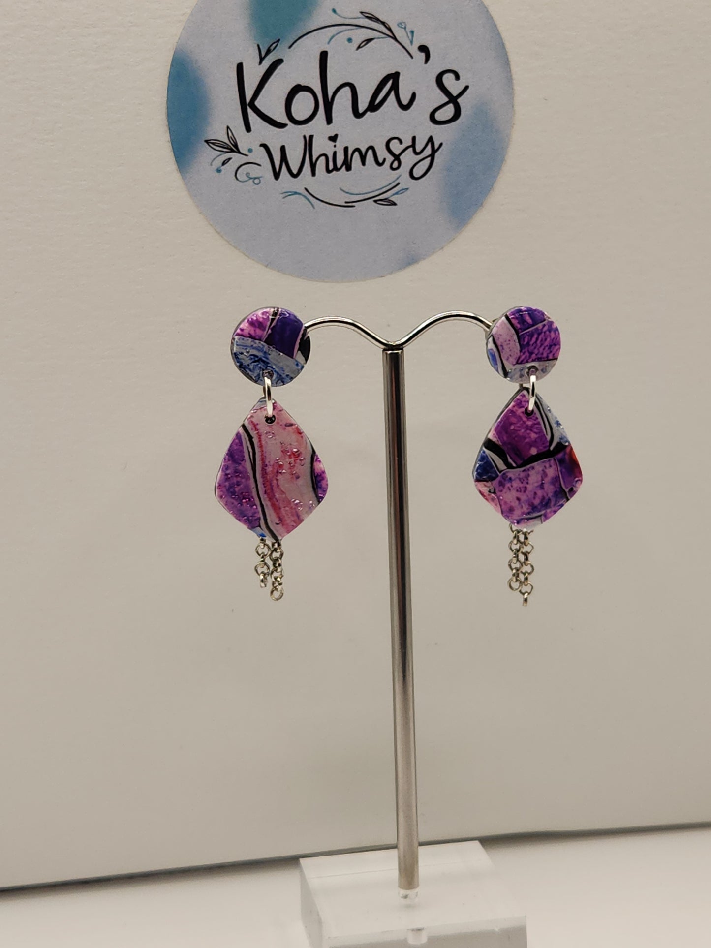 Metallic Watercolour Small Drop Diamond Stud Earrings