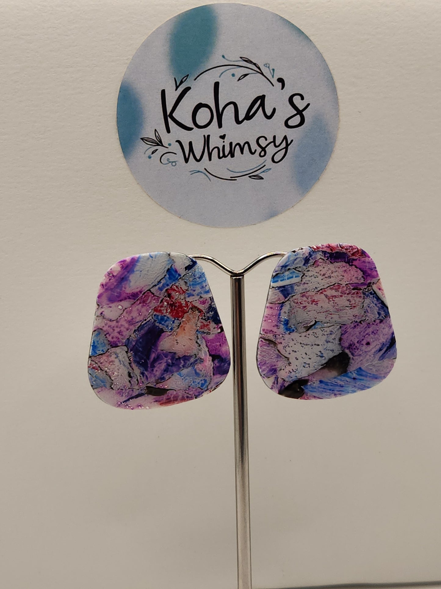 Metallic Watercolour Large Quadrangle Stud Earrings