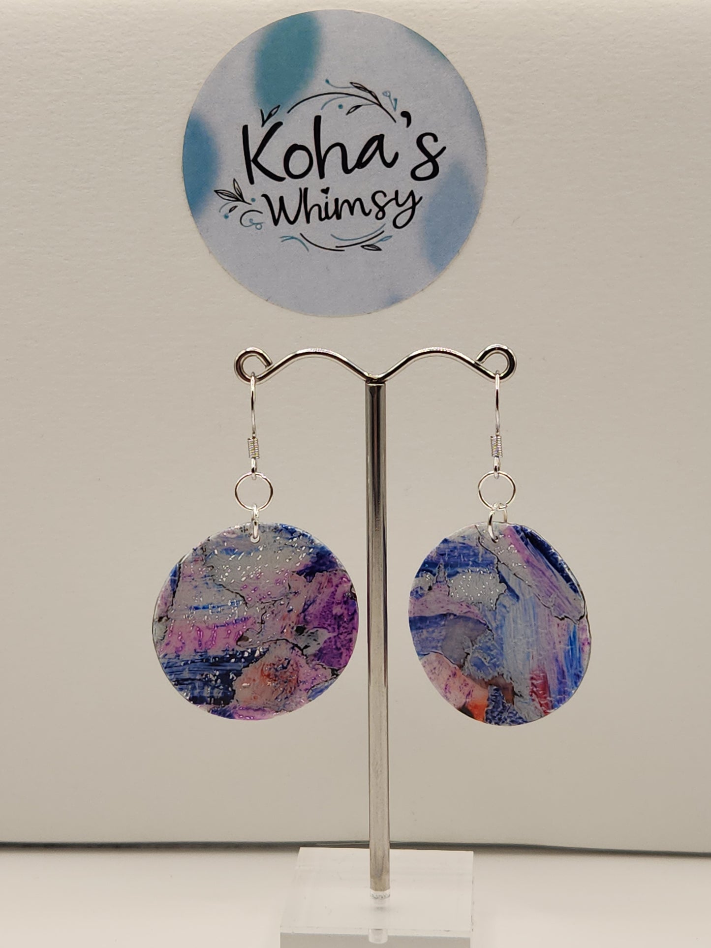 Metallic Watercolour Large Circle Dangle Earrings
