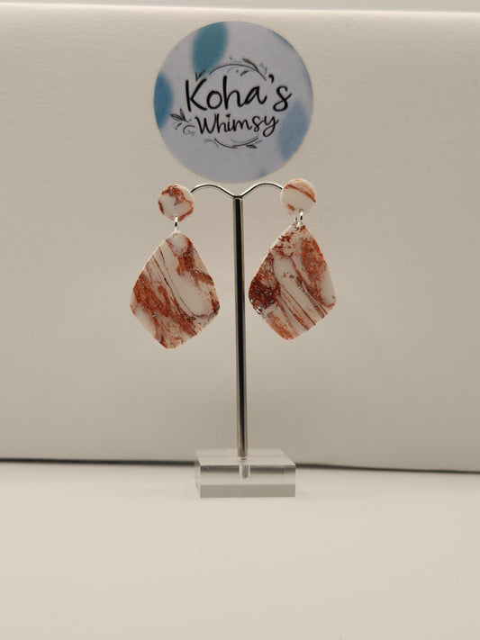 Copper Howlite Large Drop Diamond Stud Earrings