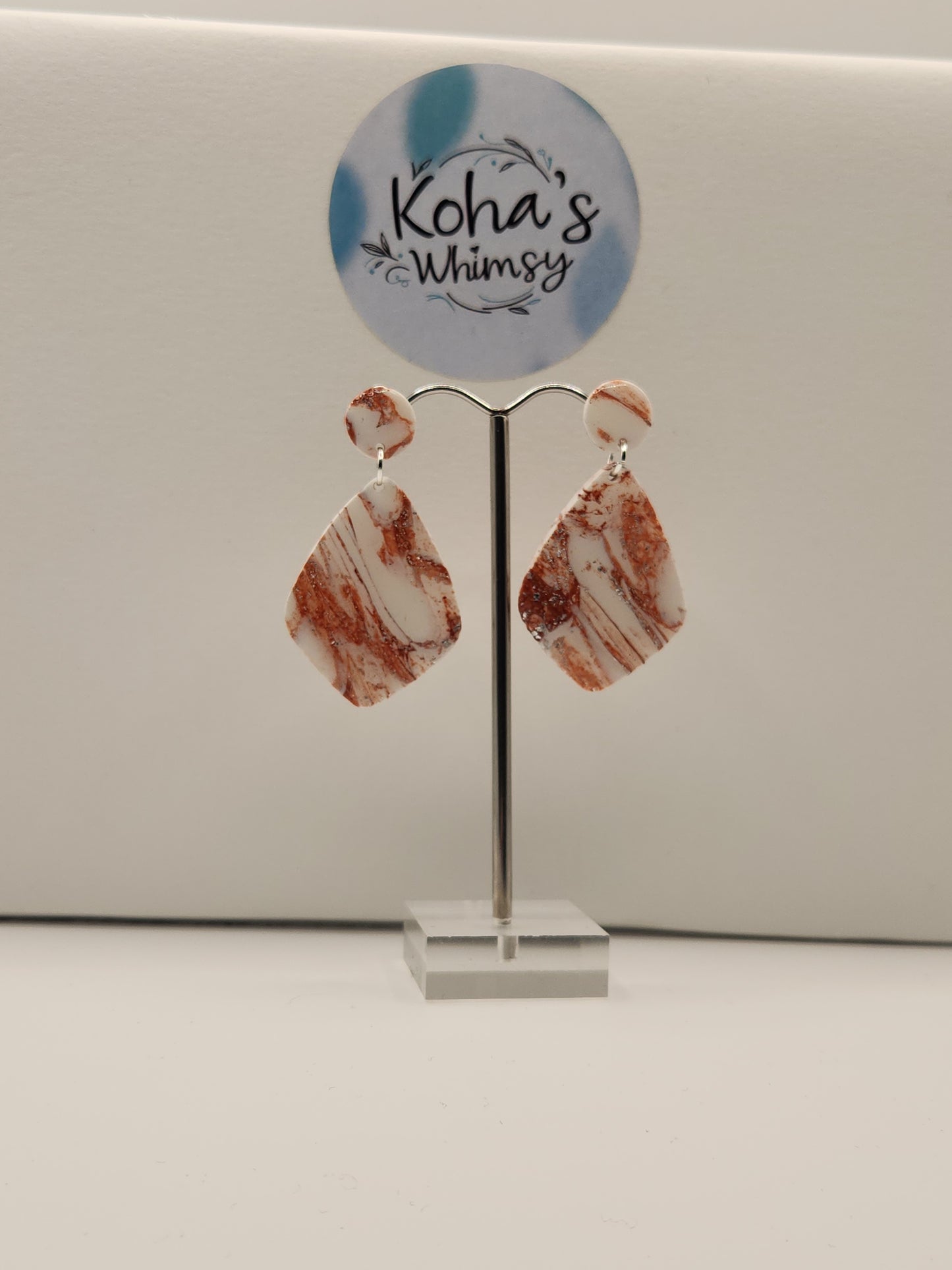 Copper Howlite Large Drop Diamond Stud Earrings