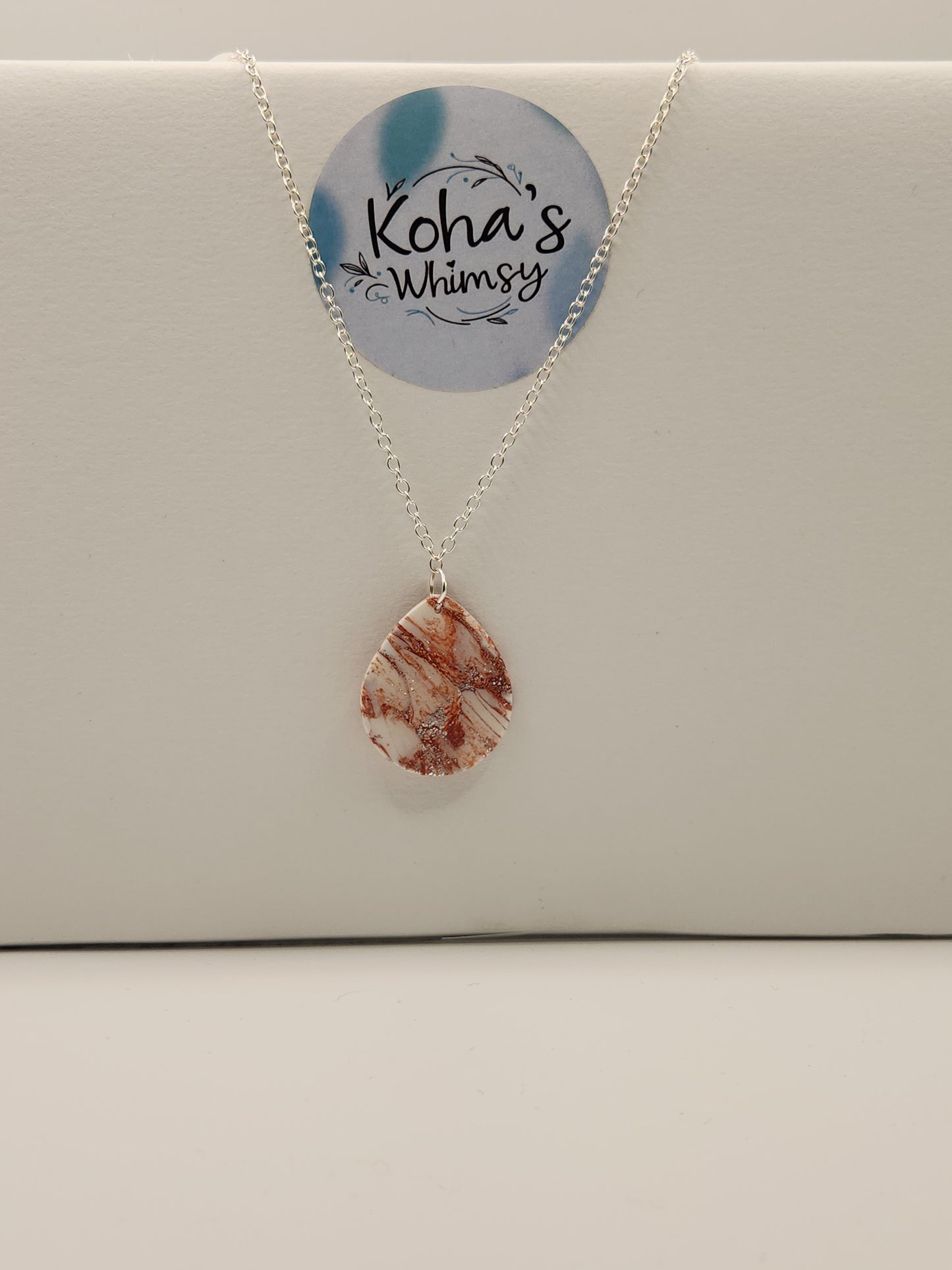 Copper Howlite Jewellery Set - Rectangle Studs & Teardrop Pendant