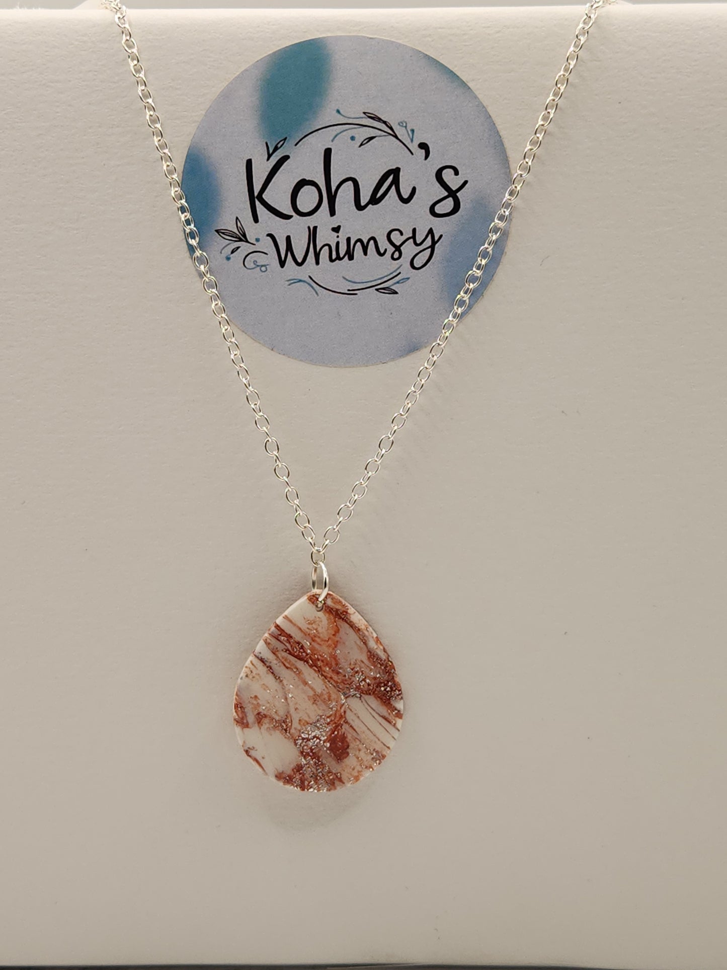 Copper Howlite Jewellery Set - Rectangle Studs & Teardrop Pendant