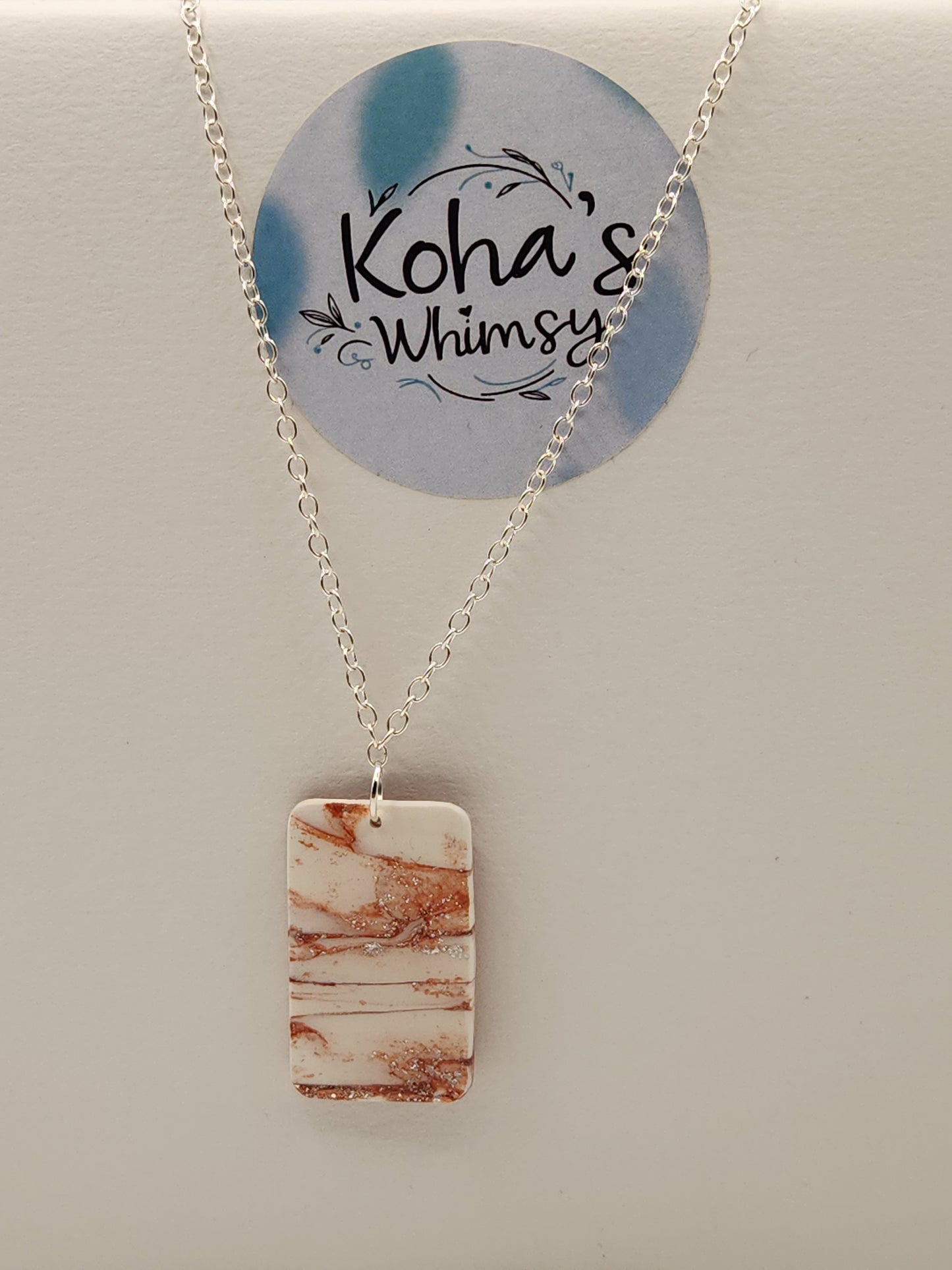 Copper Howlite Jewellery Set - Diamond & Rectangle Studs with Large Rectangle Pendant