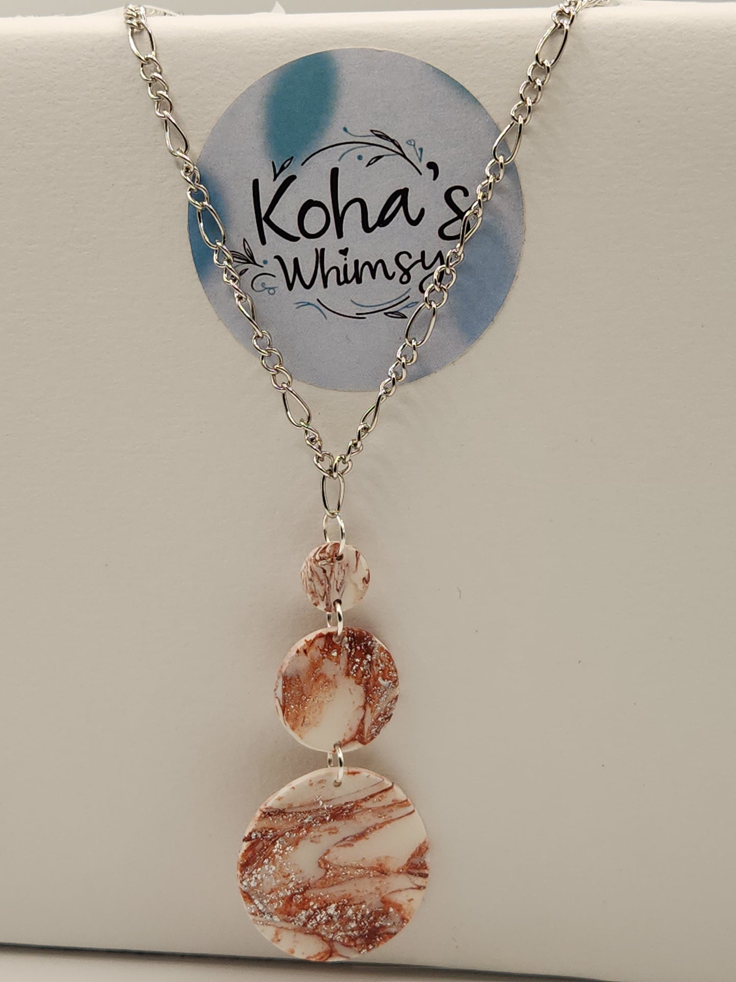 Copper Howlite Jewellery Set - Rectangle & Circle Studs with Triple Circle Pendant