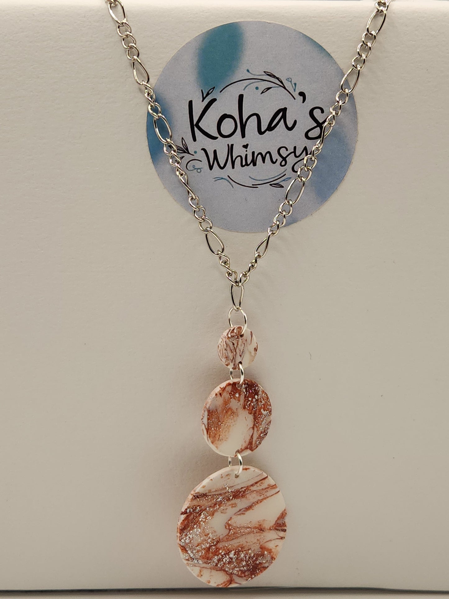 Copper Howlite Jewellery Set - Rectangle & Circle Studs with Triple Circle Pendant