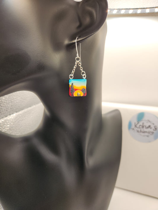 Sunrise Silhouette Dangle Earrings