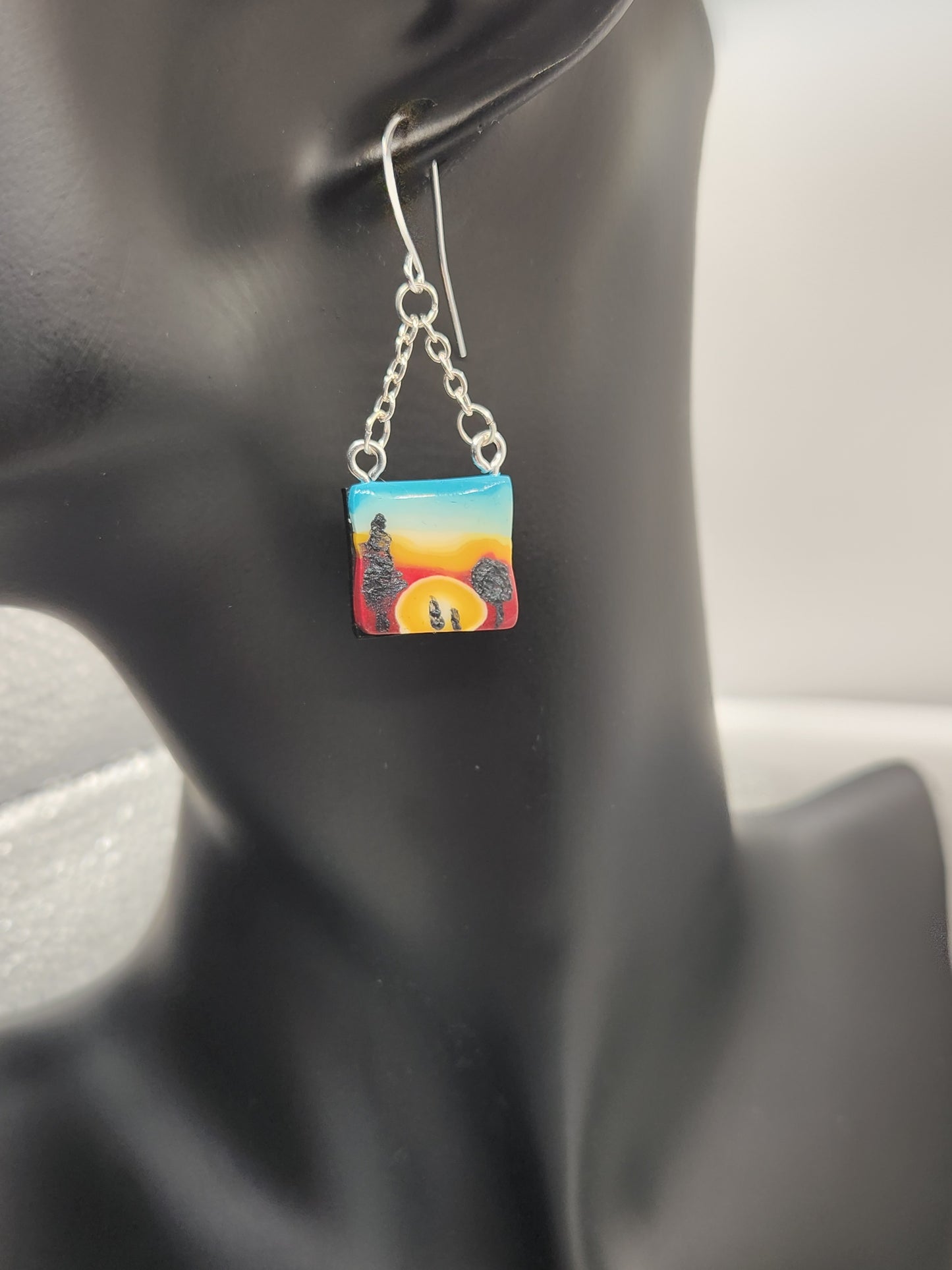 Sunrise Silhouette Dangle Earrings
