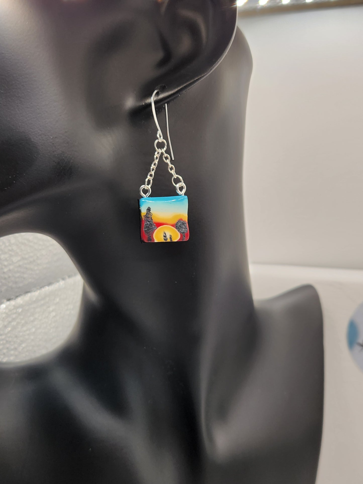 Sunrise Silhouette Dangle Earrings
