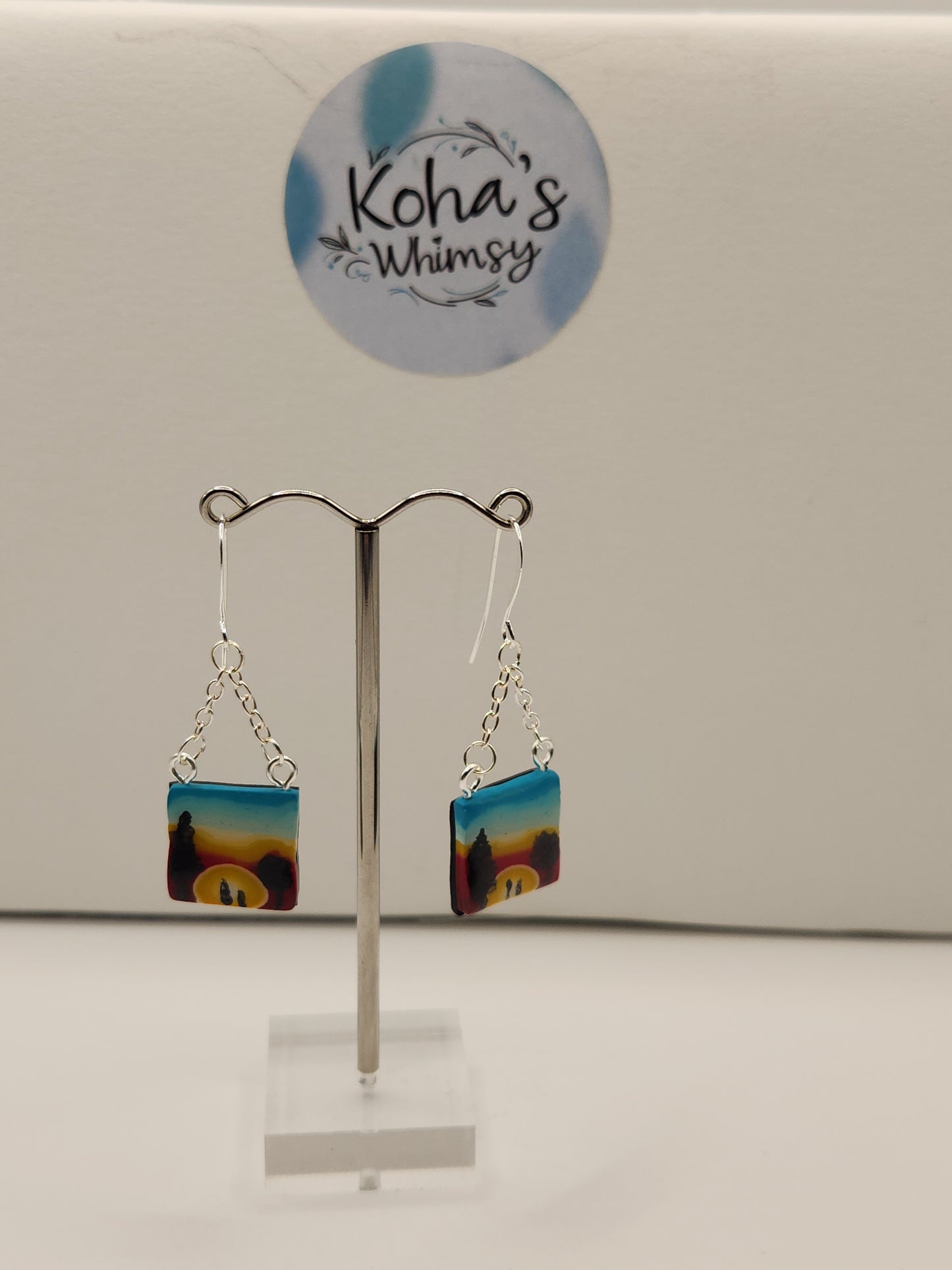 Sunrise Silhouette Dangle Earrings